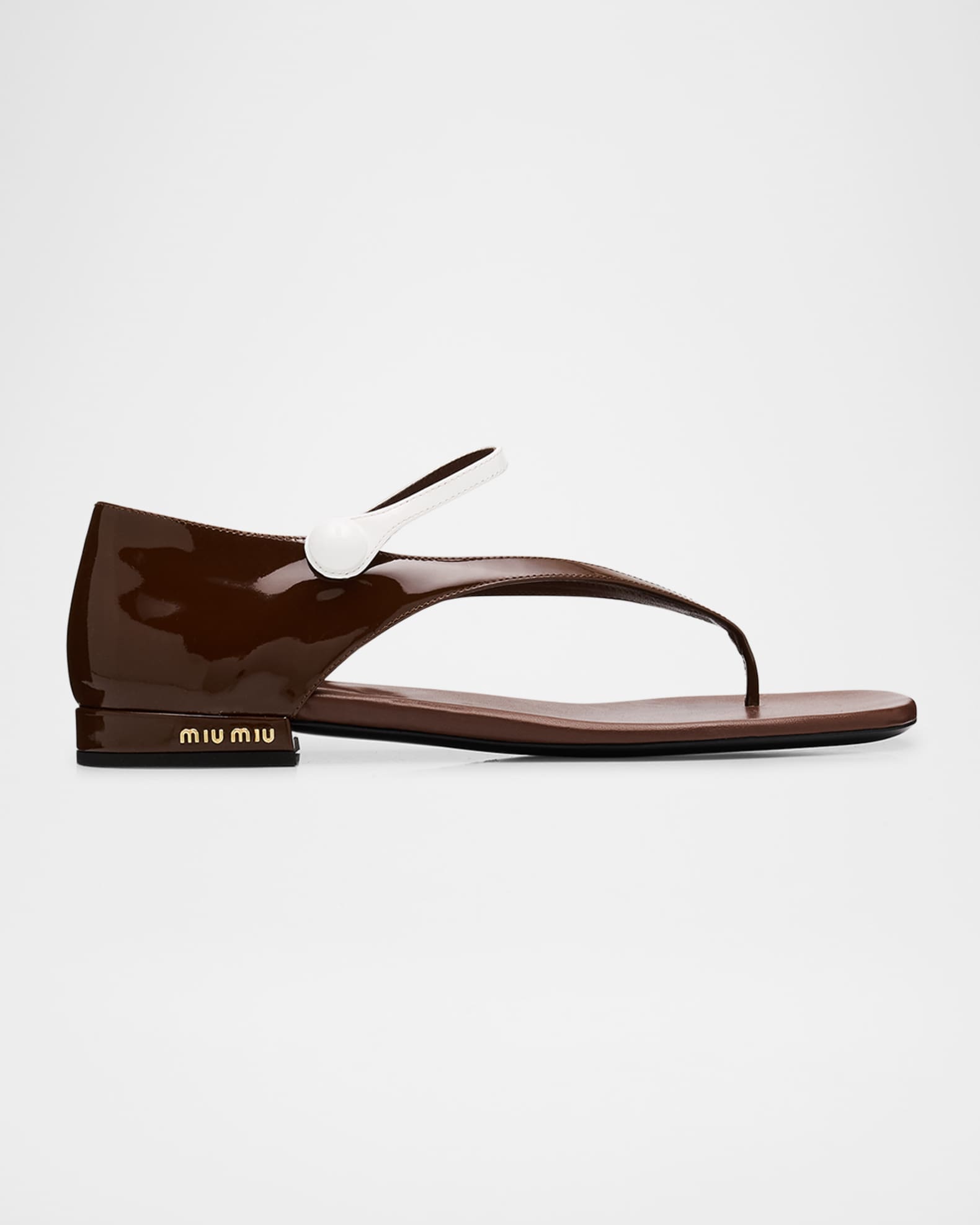 Bicolor Leather Mary Jane Thong Sandals 0