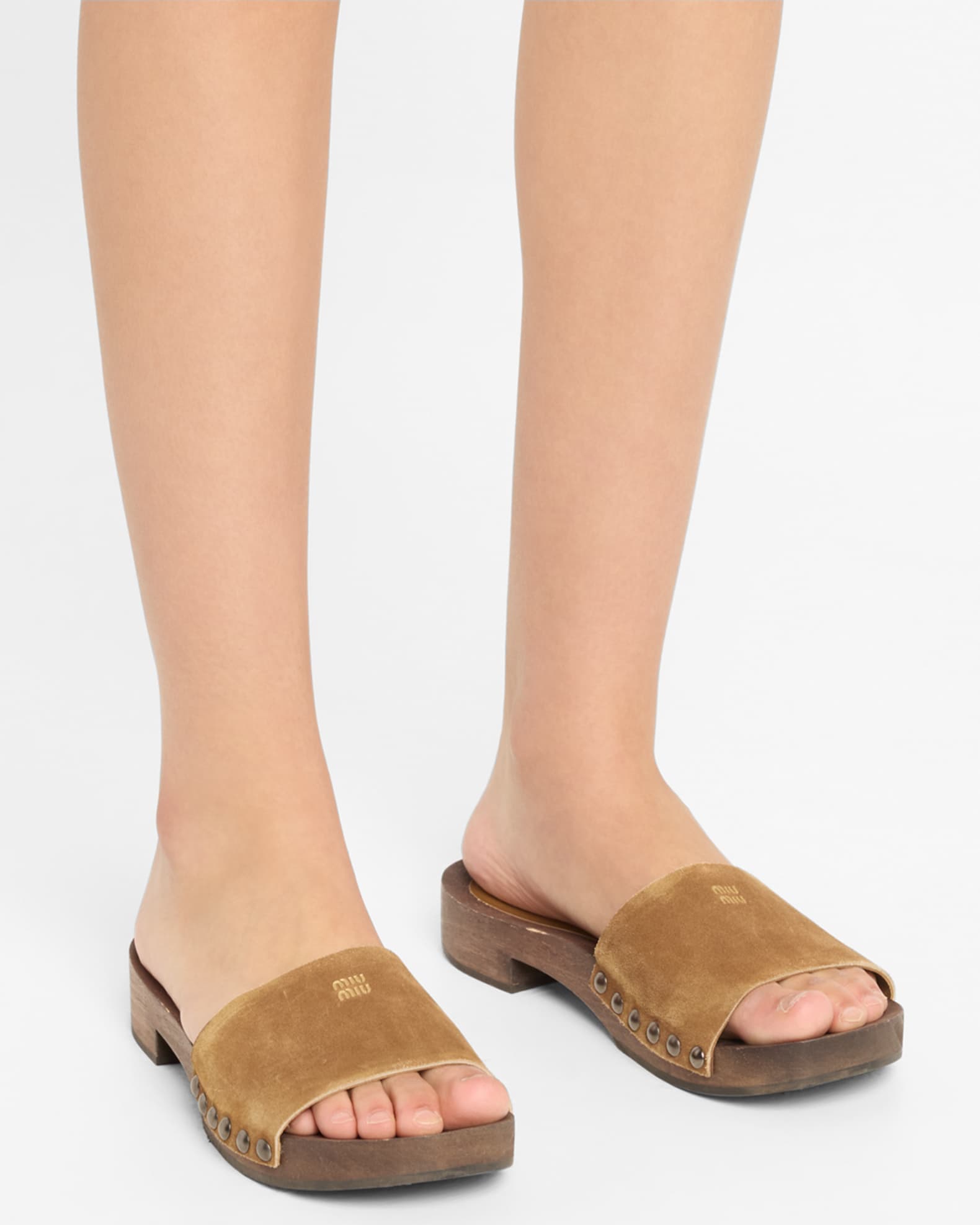 Suede Logo Slide Clogs 1