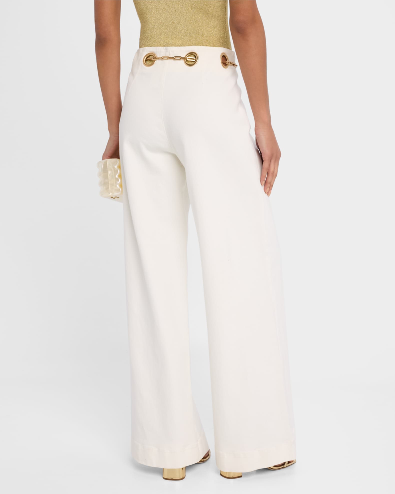 Cult Gaia Sydney Grommet Chain Wide-Leg Pants | Neiman Marcus