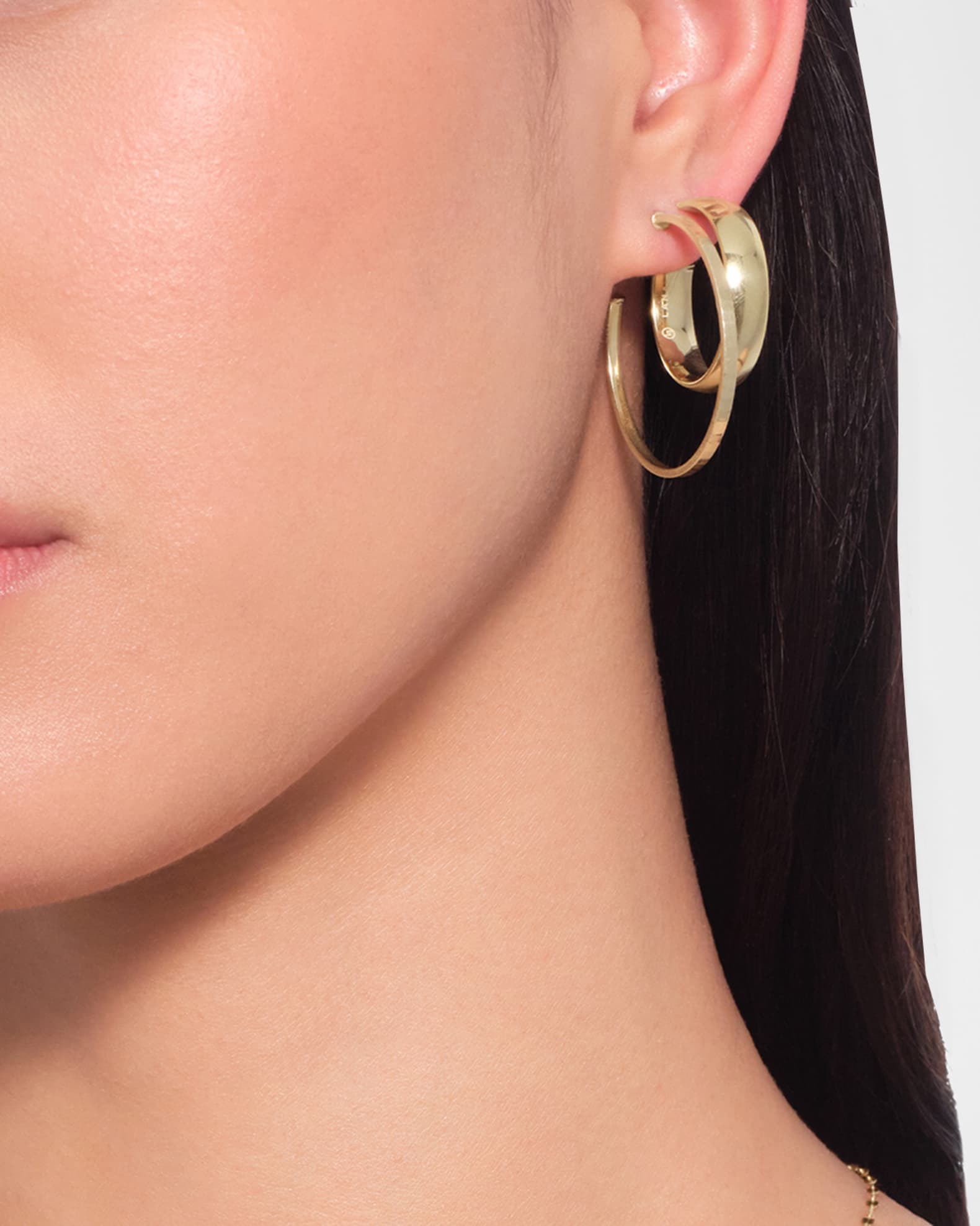 24mm Curved Hoop Earrings in 14K Yellow Gold  1