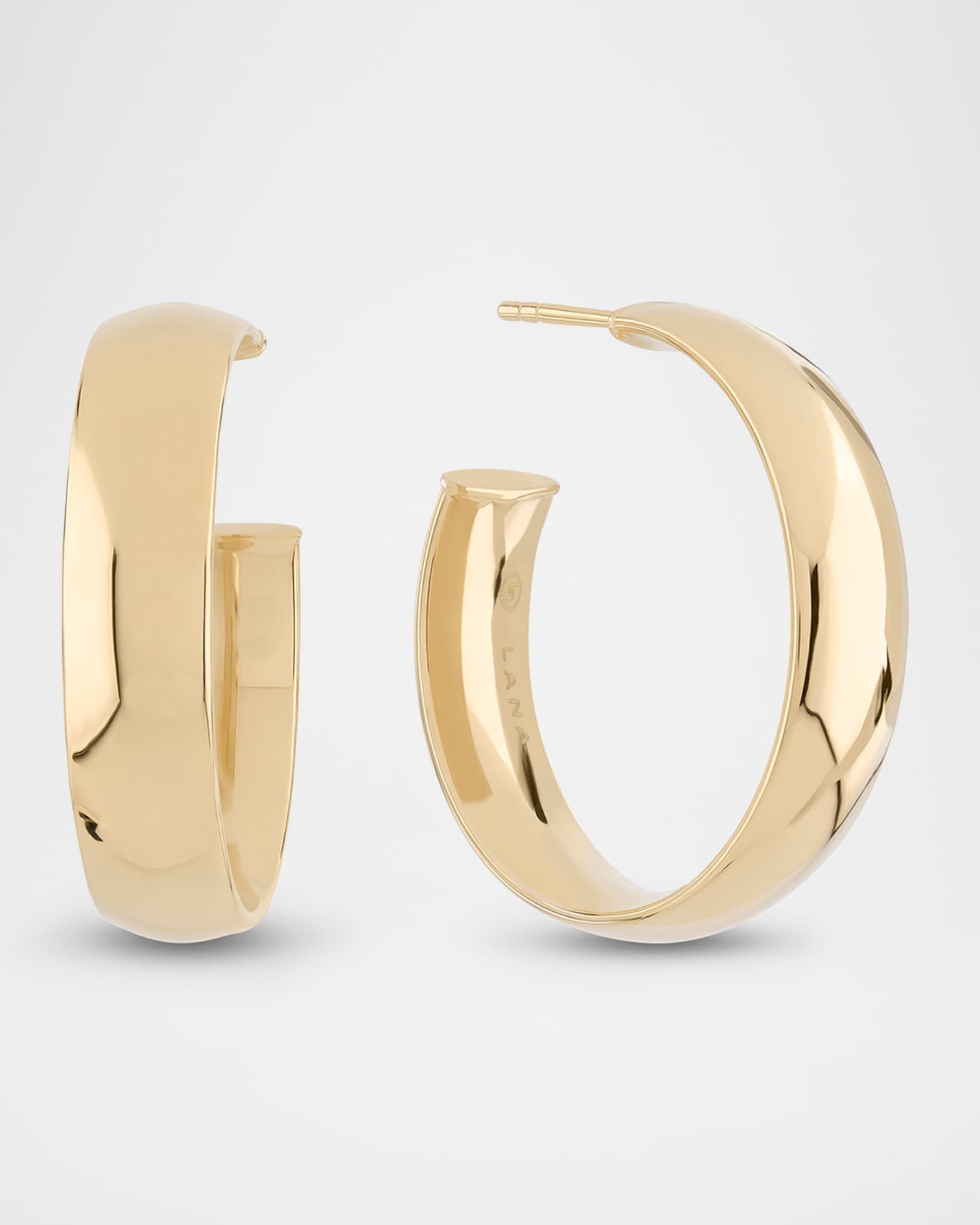 24mm Curved Hoop Earrings in 14K Yellow Gold  0