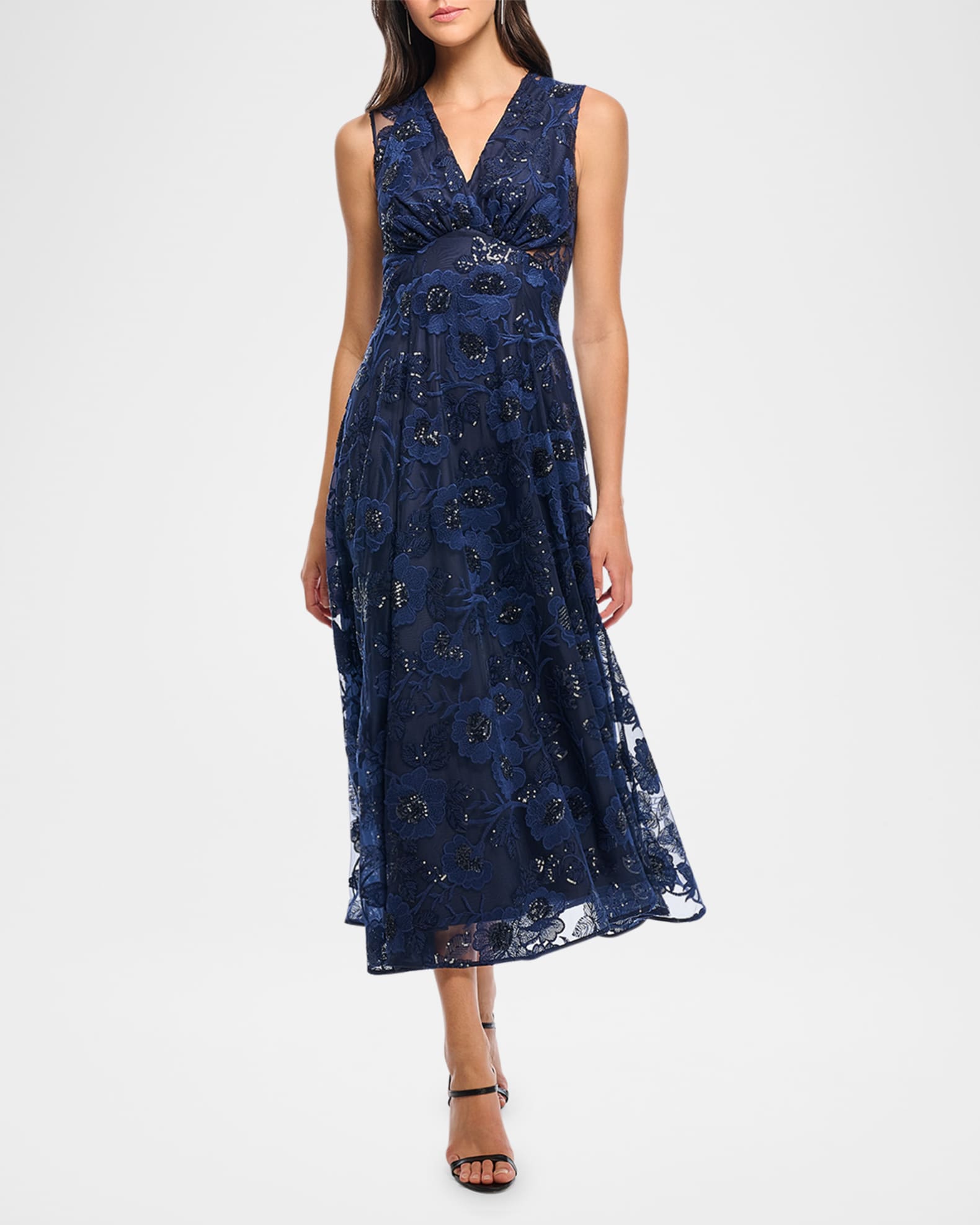 Elliott Sequin Floral-Embroidered Midi Dress 1