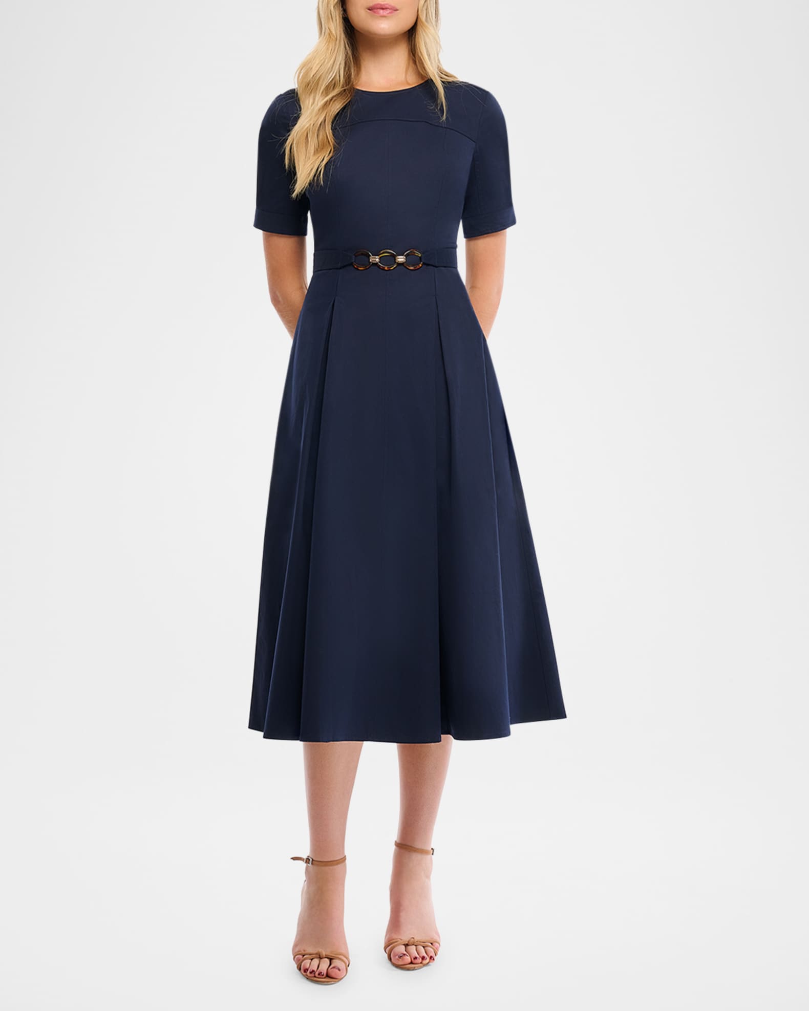 Cheryl Pleated Chain-Front Midi Dress 1