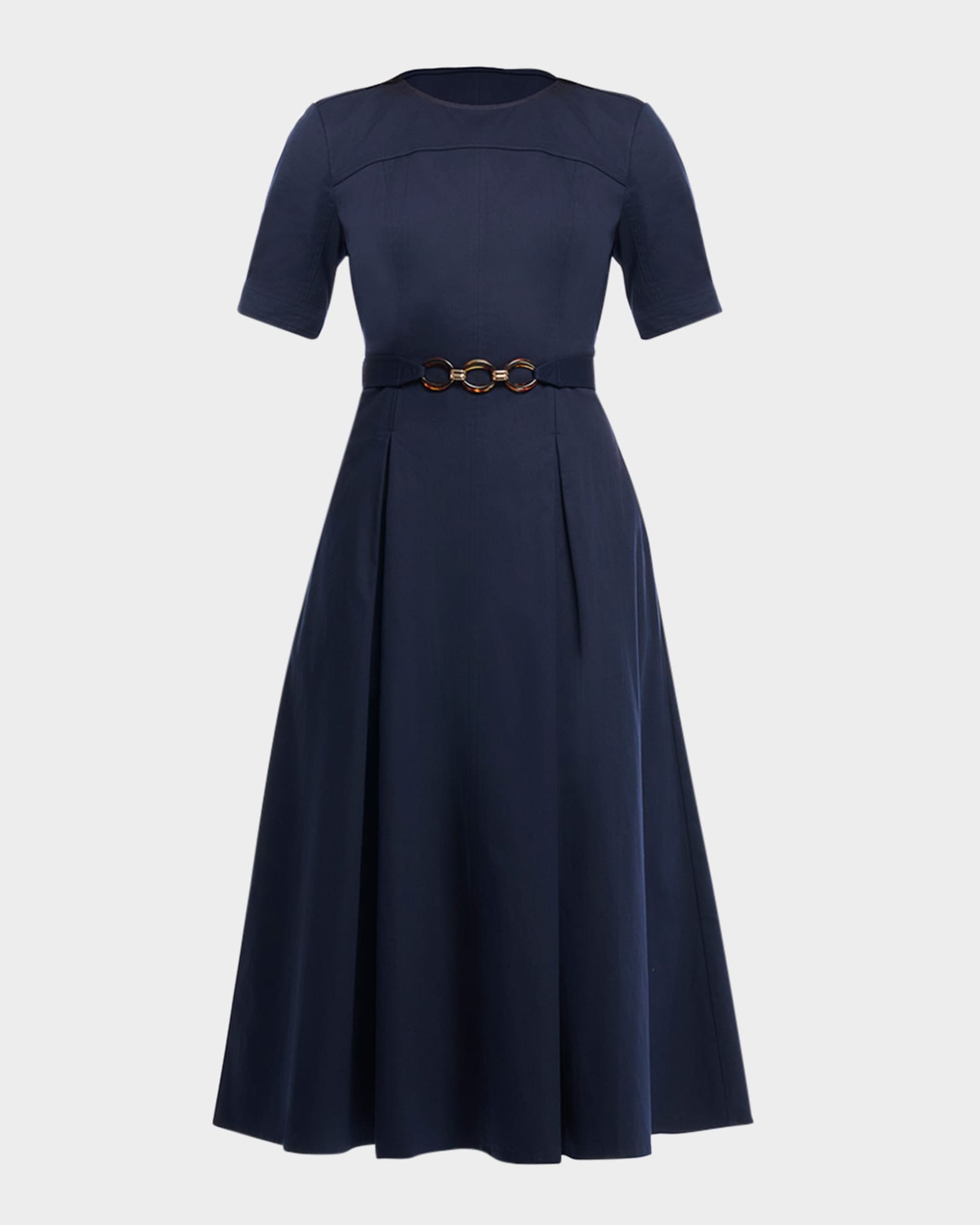 Cheryl Pleated Chain-Front Midi Dress 0
