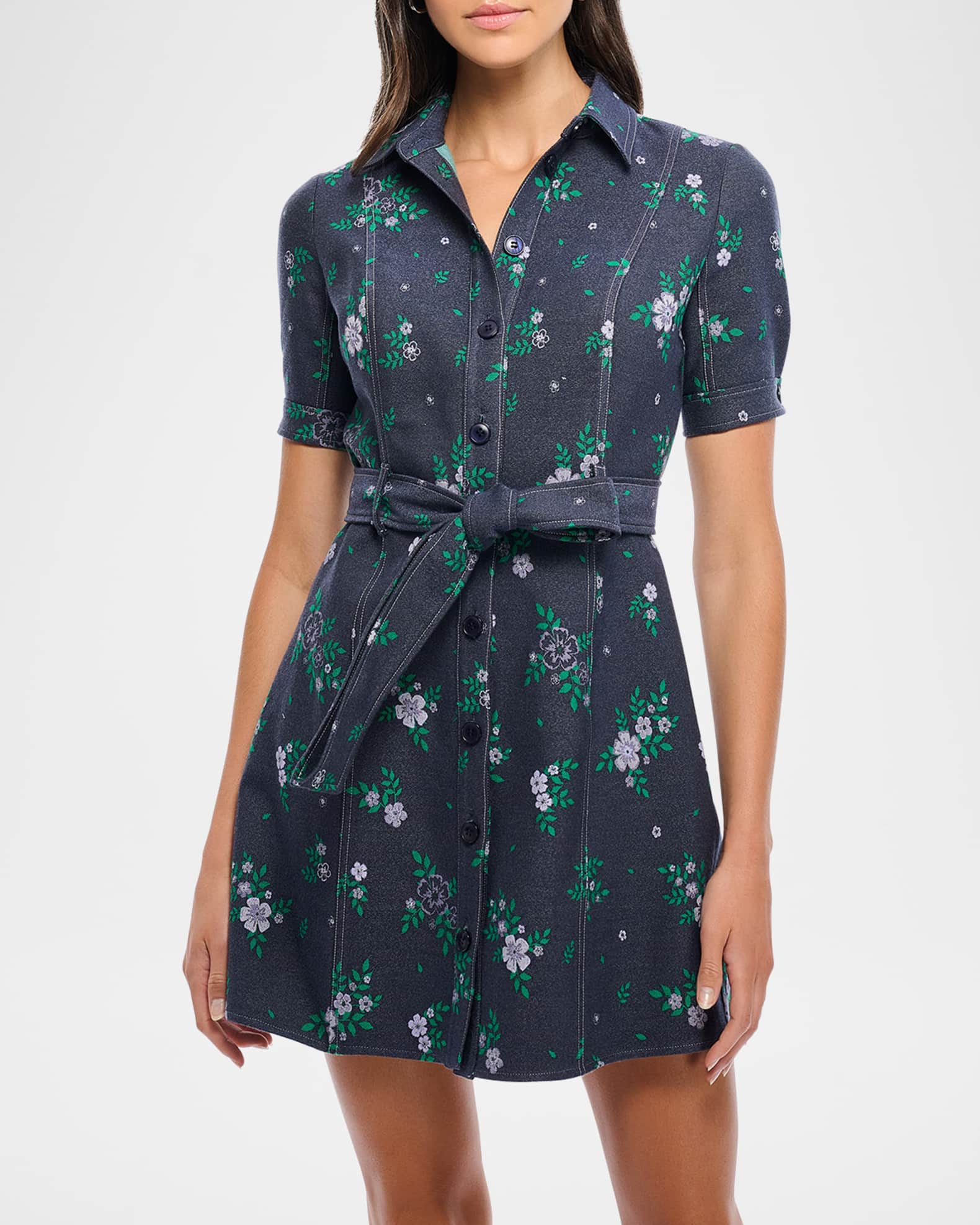 Archie Floral-Print Denim Mini Dress 1