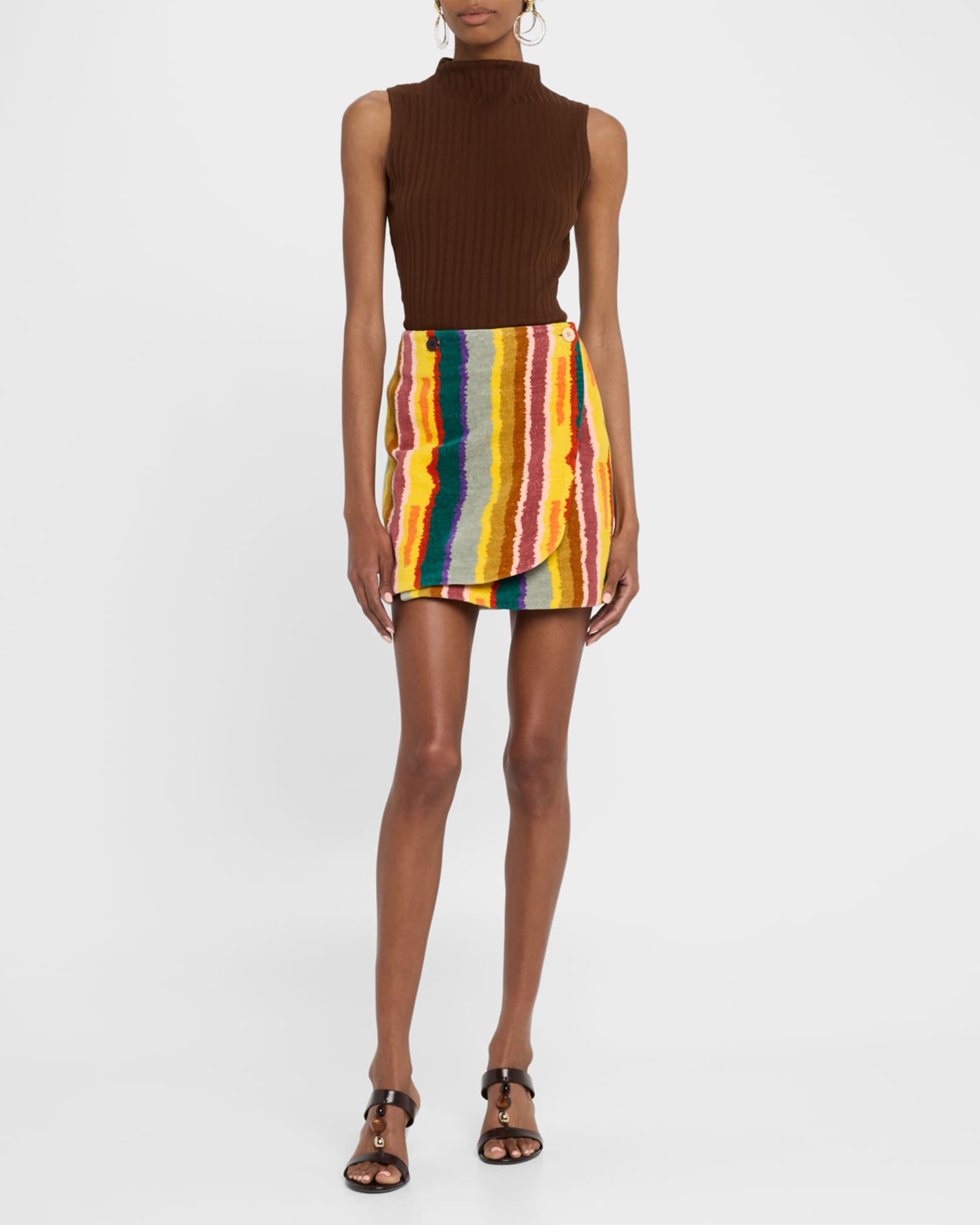 Chromo Striped Mini Wrap Skirt 1