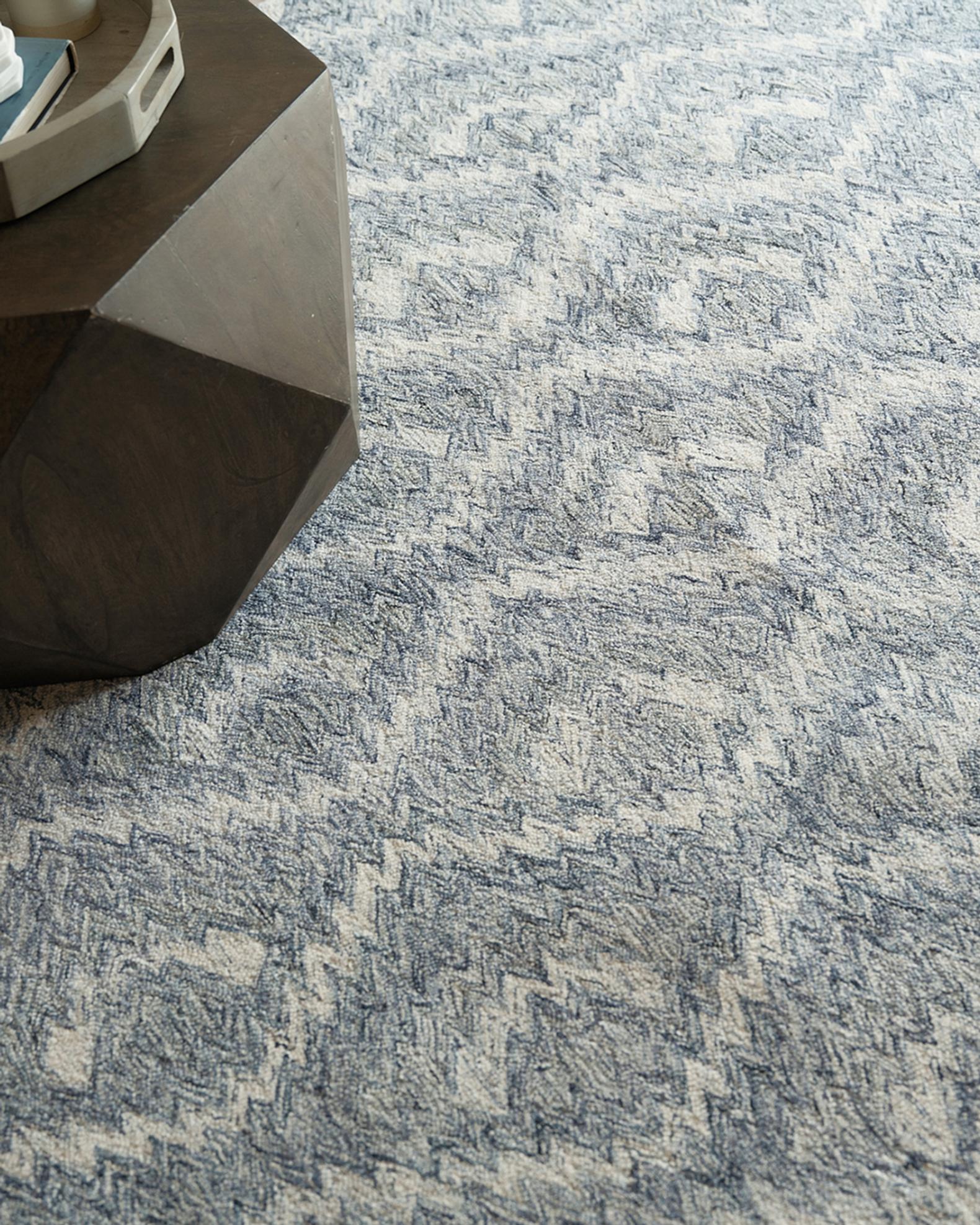 Exquisite Rugs Bargello Light Blue New Zealand Wool hand-tufted Area ...