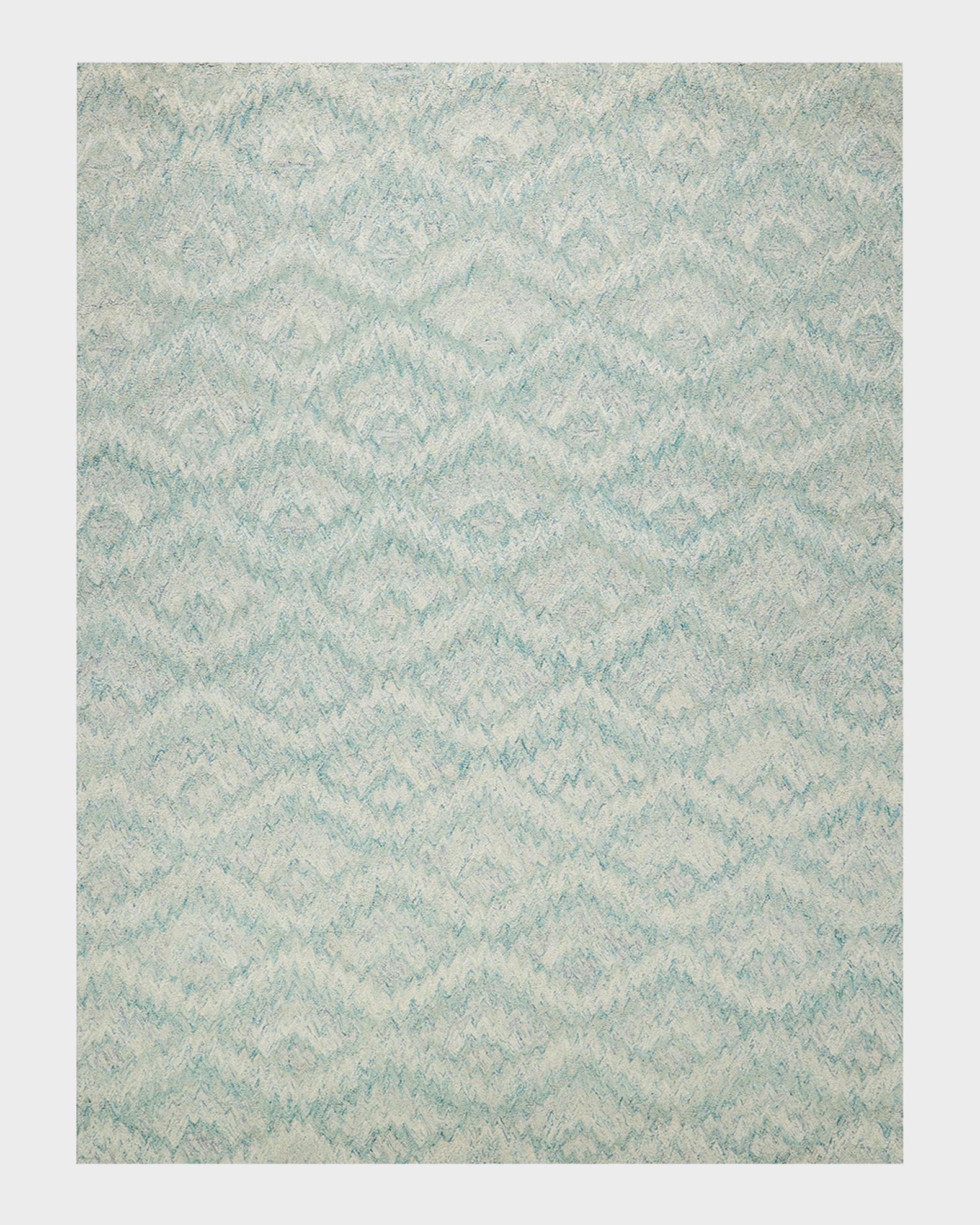 Exquisite Rugs Bargello Turquoise New Zealand Wool hand-tufted Area Rug ...