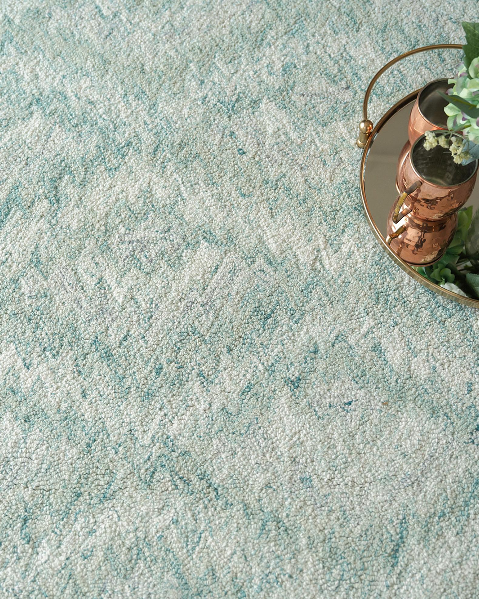 Exquisite Rugs Bargello Turquoise New Zealand Wool hand-tufted Area Rug ...