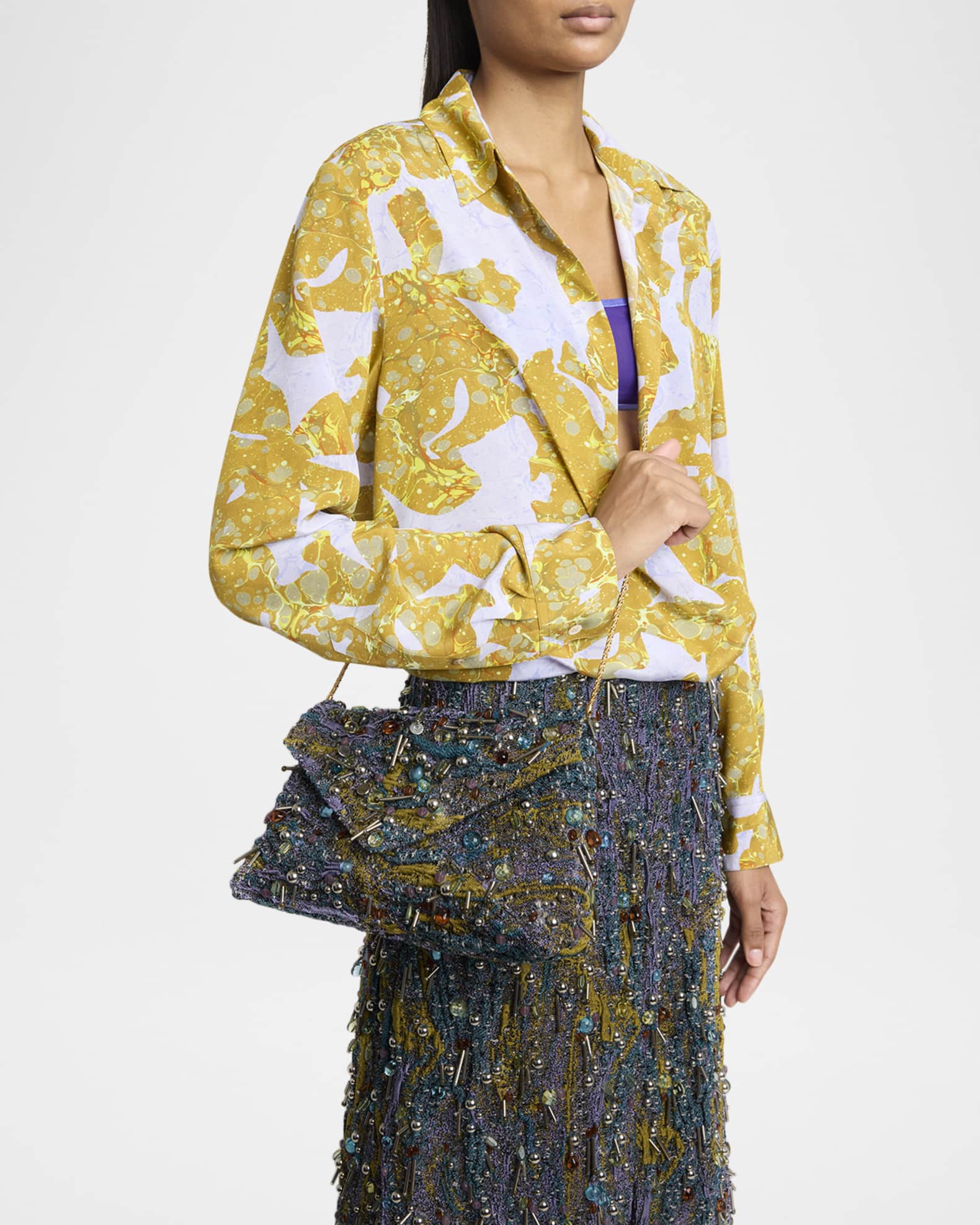 Dries Van Noten Embellished Envelope Flap Clutch Bag | Neiman Marcus