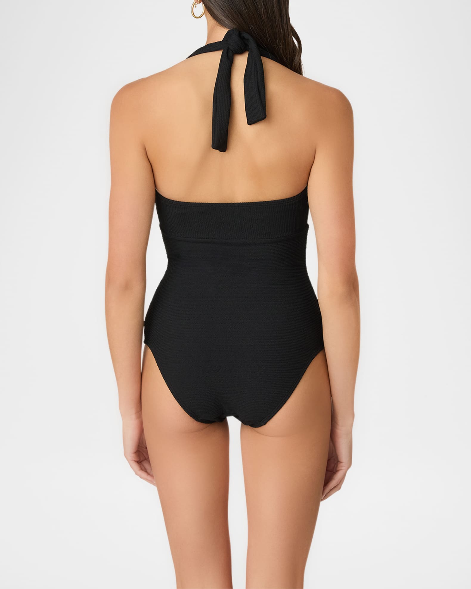 【PORTERNA】Rizny halter short one piece Verona Halter One Piece Swimsuit in white | Ramy Brook