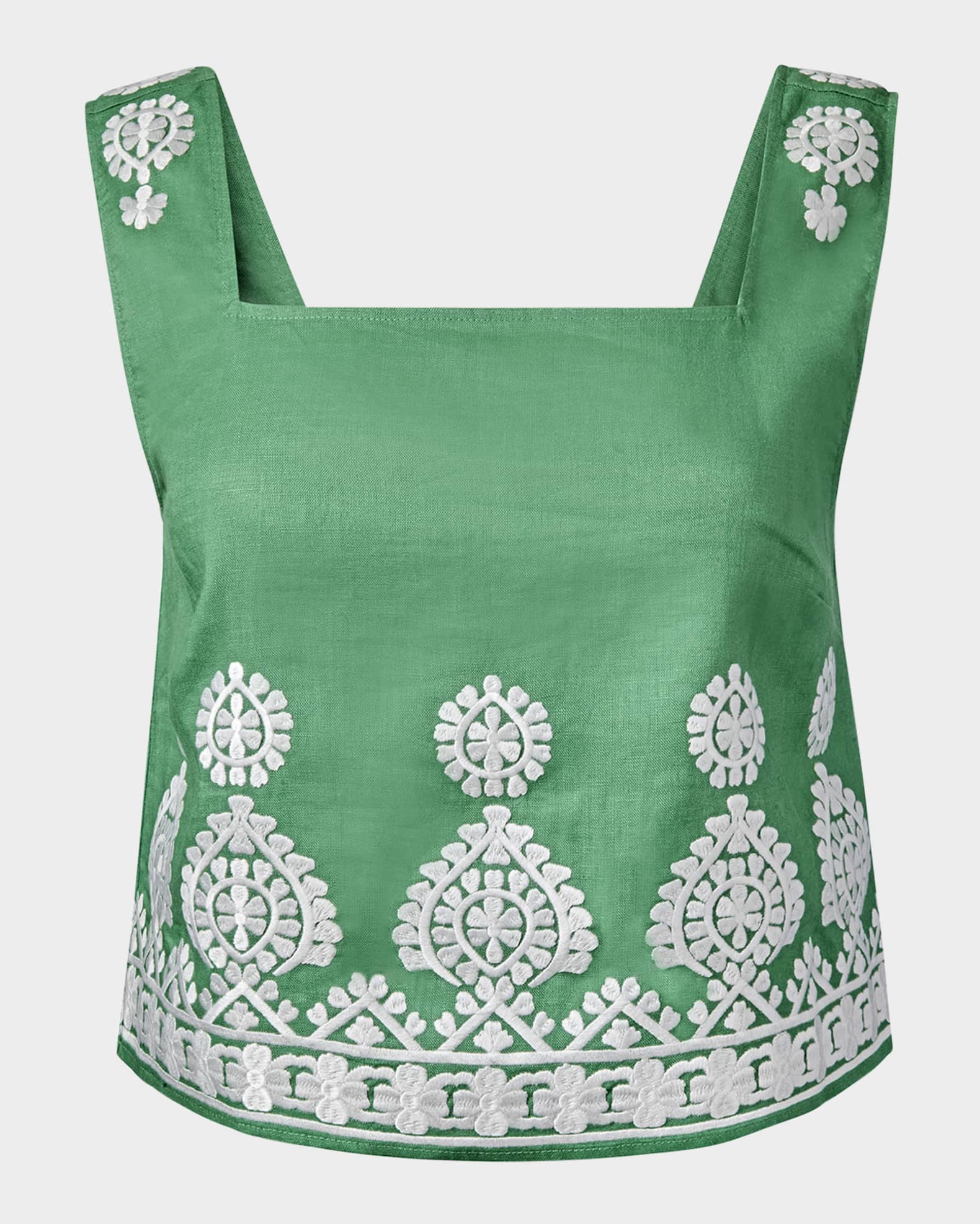 Isabelle Embroidered Linen Crop Top 0
