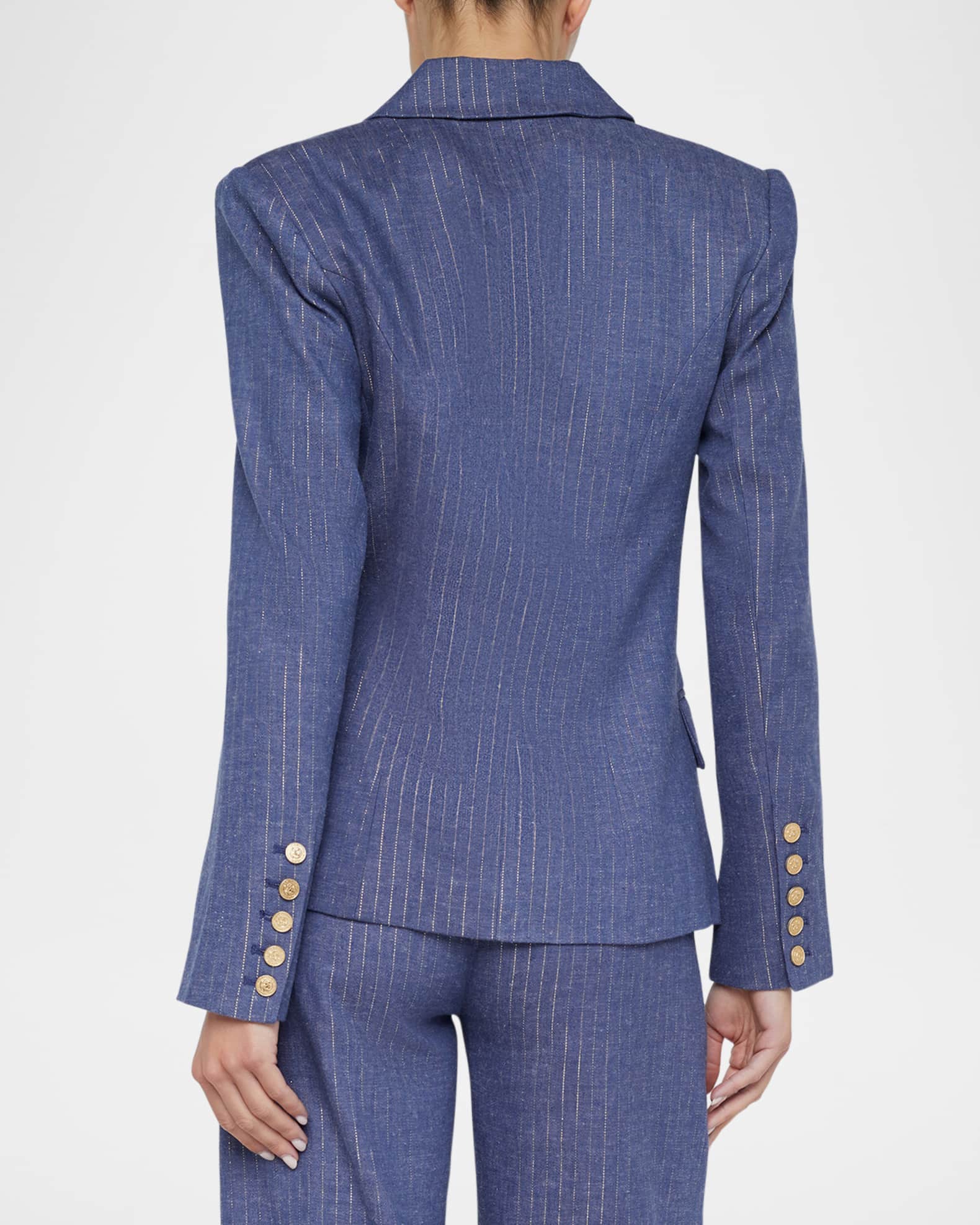 L'Agence Kenzie Metallic Pinstripe Double-Breasted Blazer
