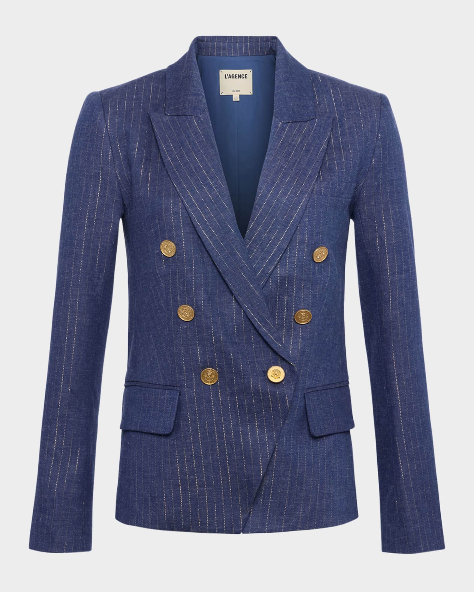 Kenzie Metallic Pinstripe Double-Breasted Blazer 0