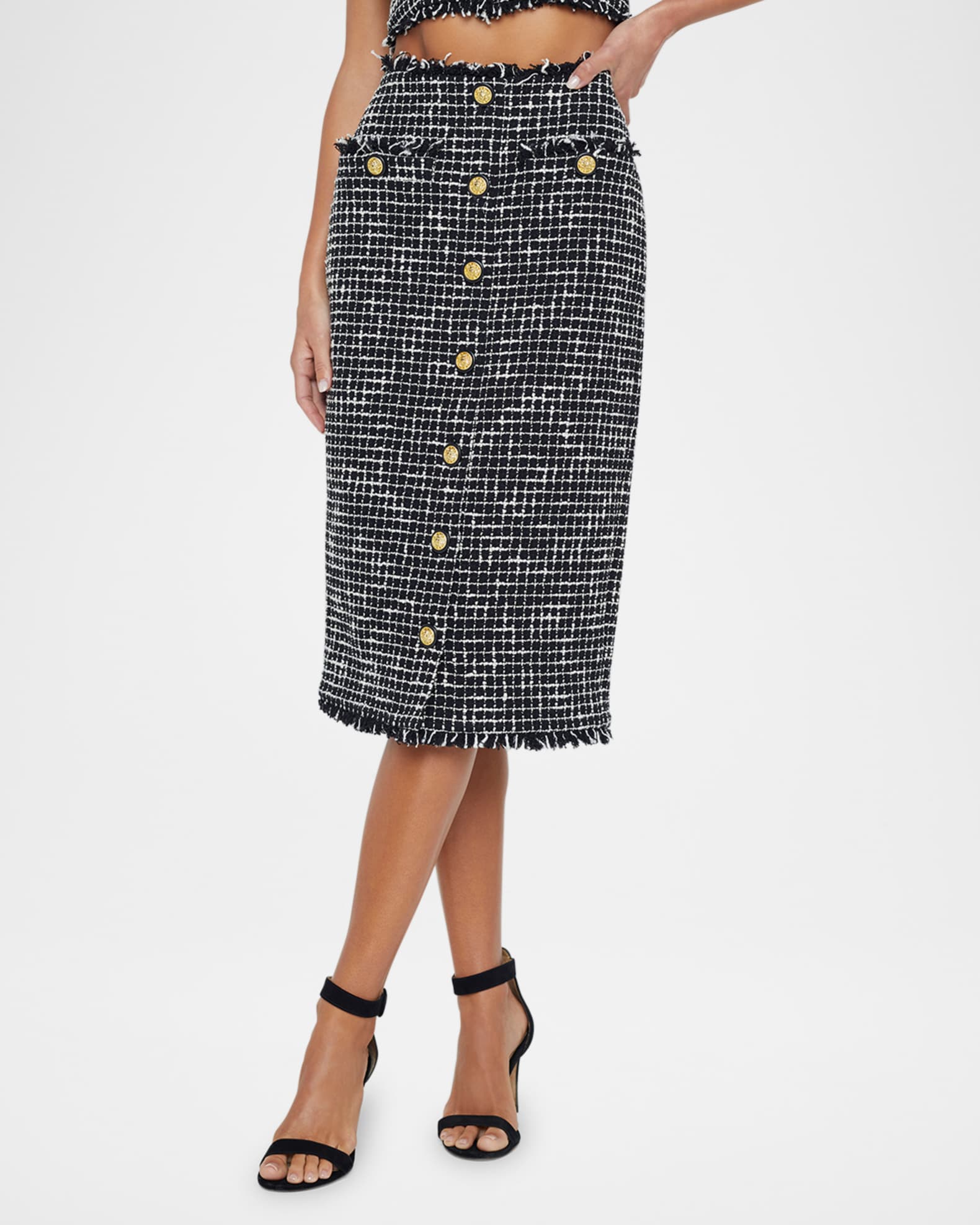 L'Agence Tai Tweed Midi Skirt | Neiman Marcus