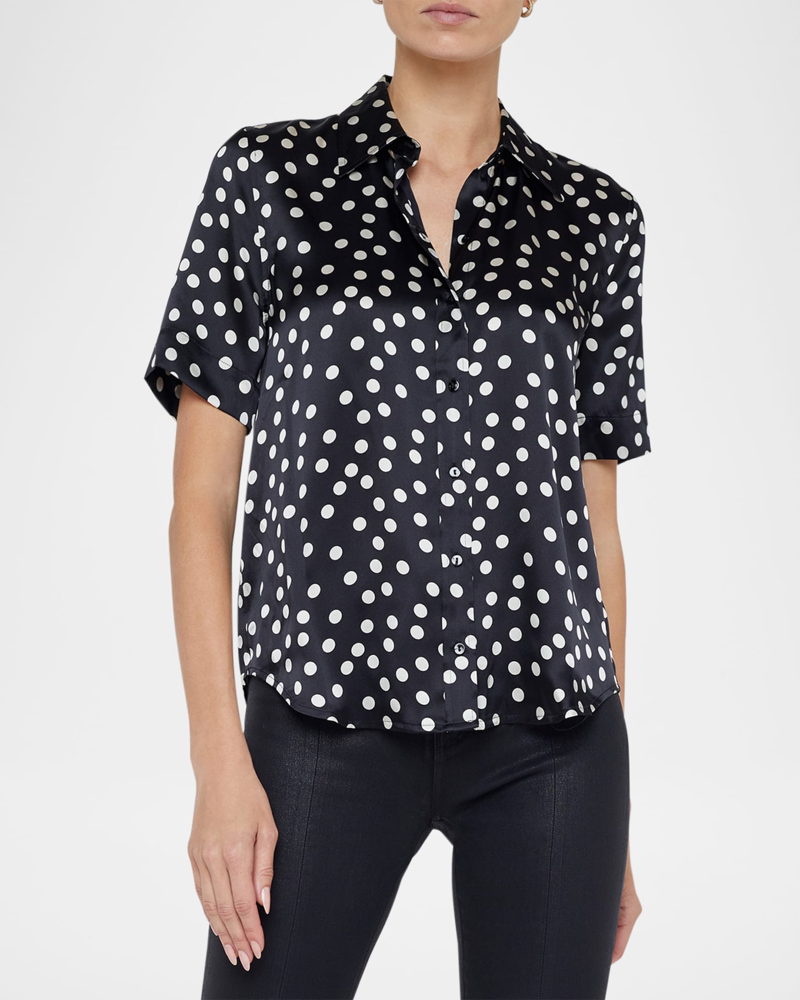 L'Agence Ellah Polka-Dot Silk Blouse | Neiman Marcus