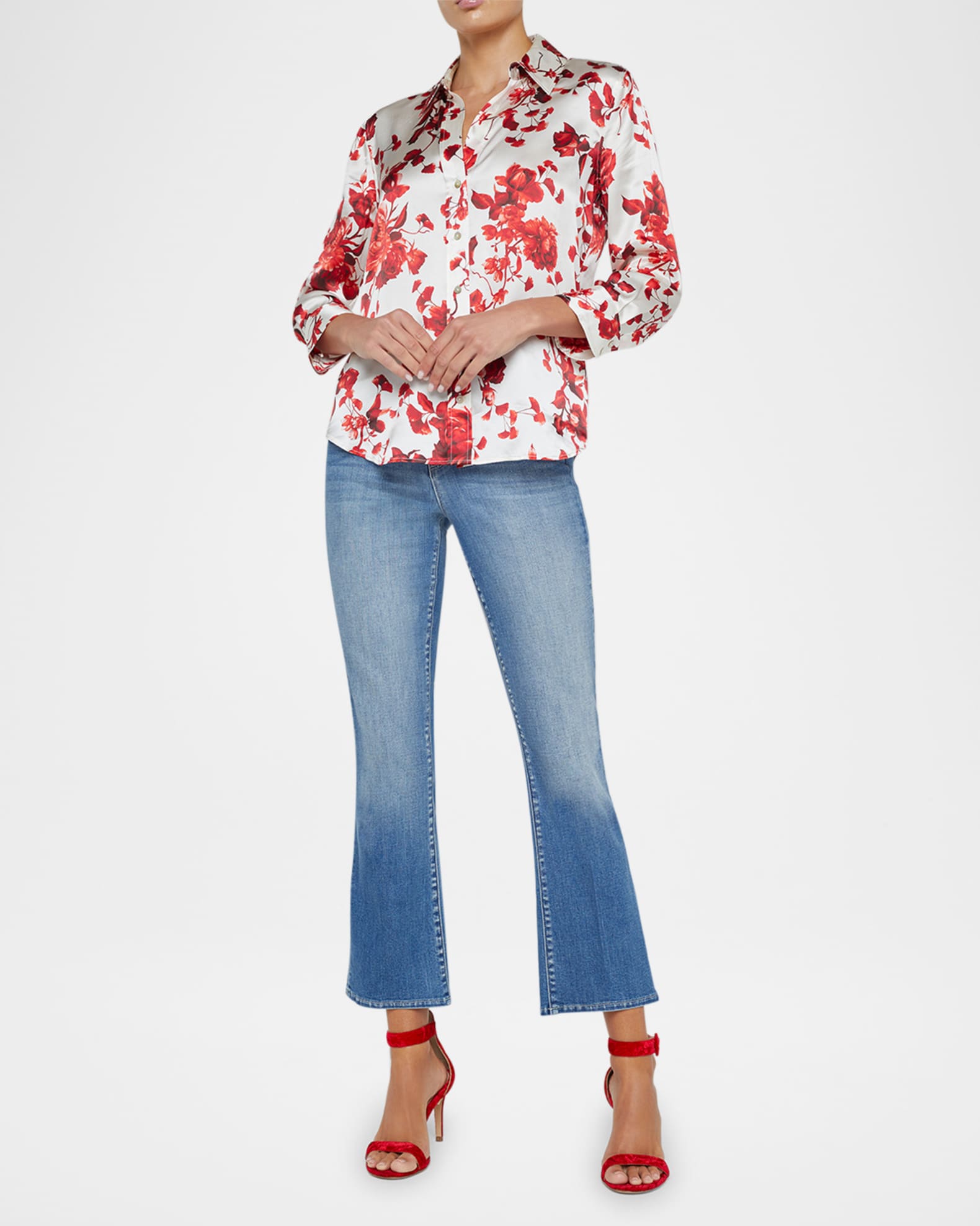 Dani Button-Front Silk Blouse 1