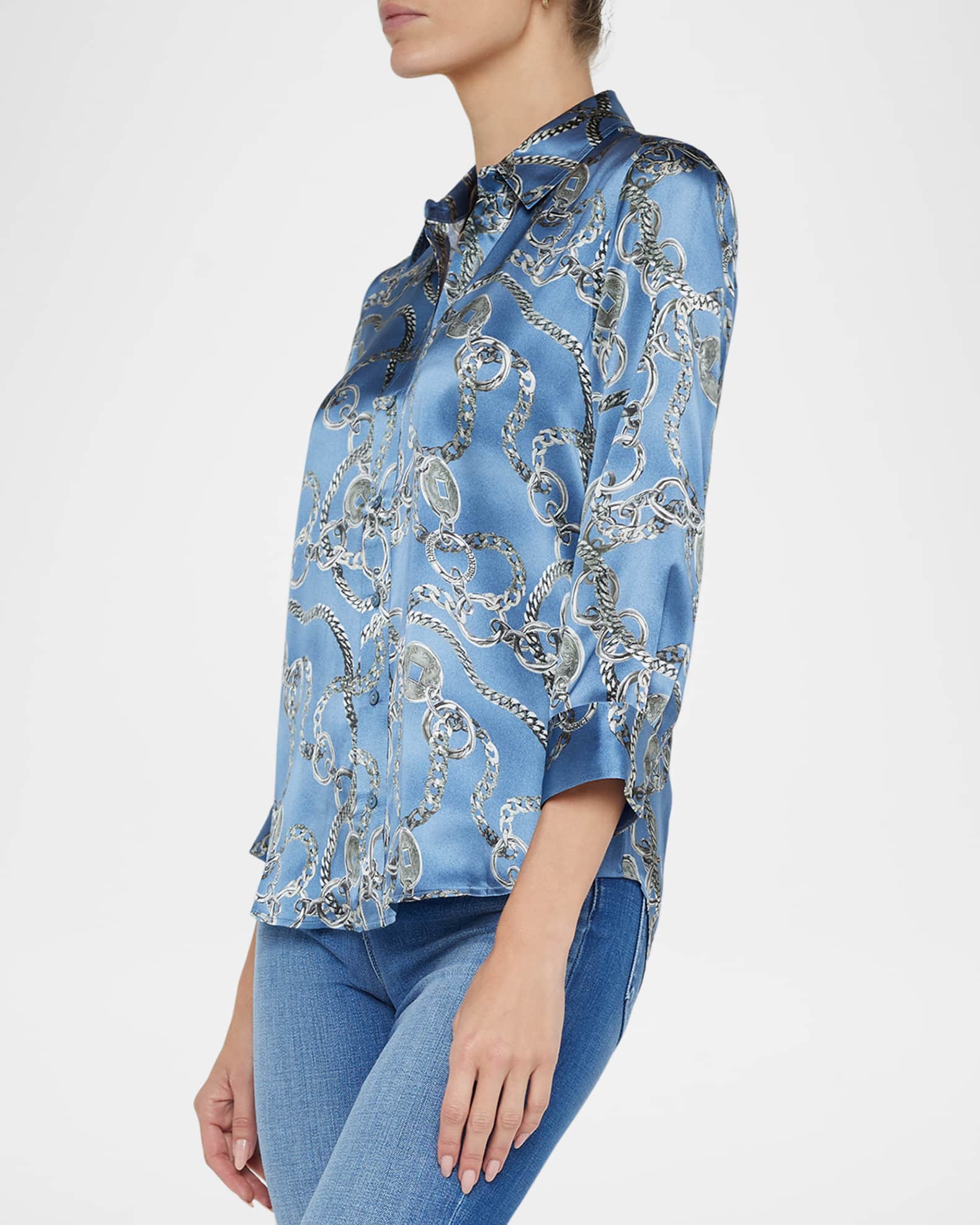 Dani Silk Blouse Cinnamon Swirl - L'AGENCE