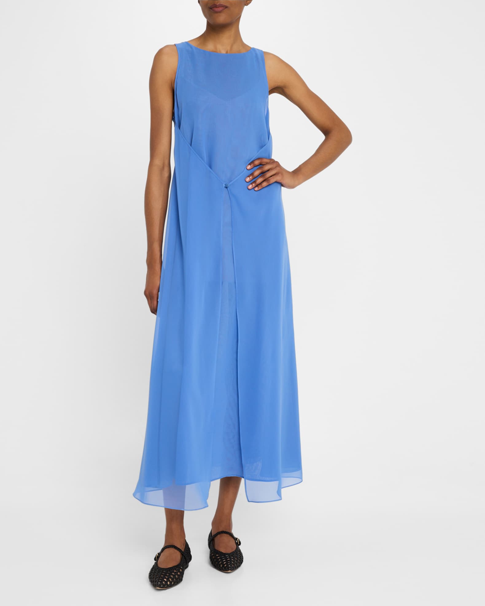 Emporio Armani Sleeveless Techno Georgette Maxi Dress