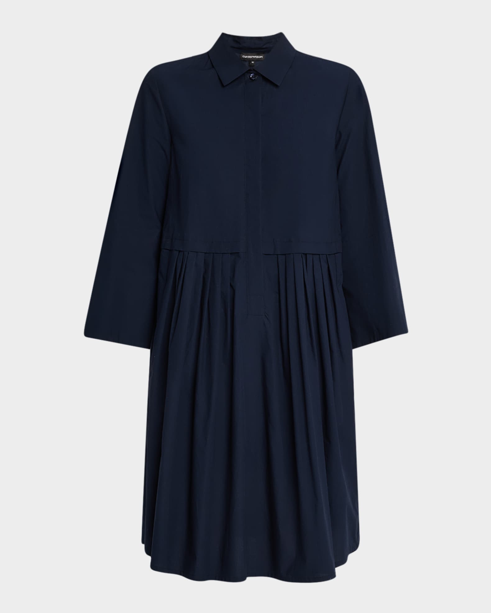 Pleated Cotton Poplin Shirtdress 0