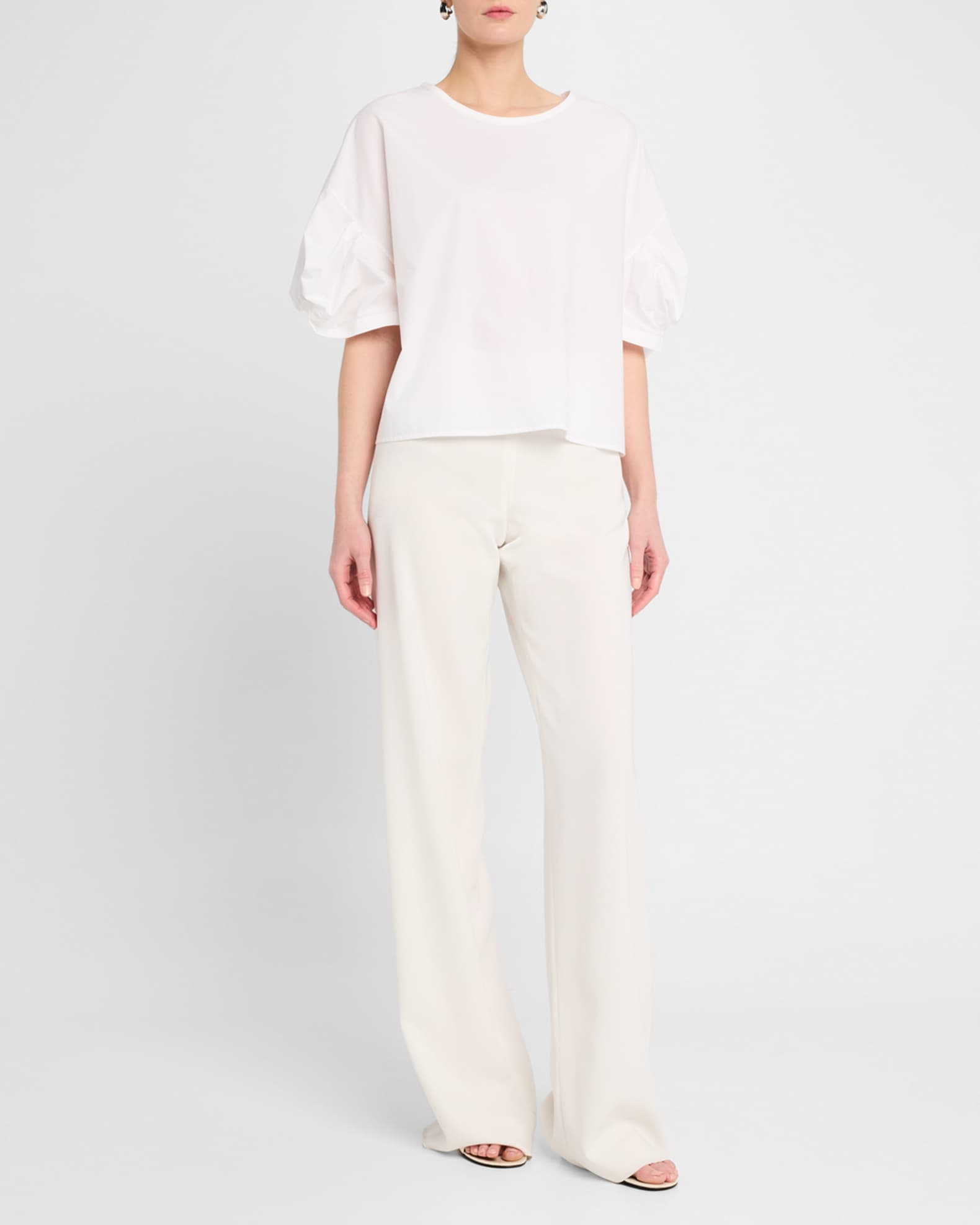 Puff-Sleeve Cotton Poplin Blouse 1