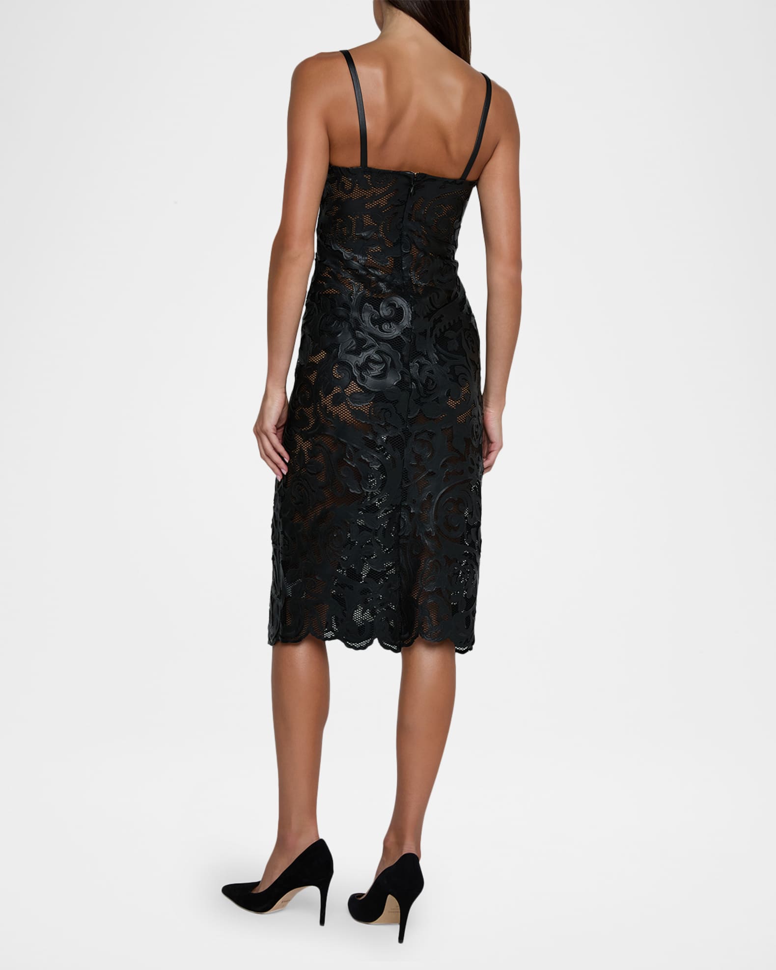 L'Agence Kazuko Lasercut Midi Dress | Neiman Marcus