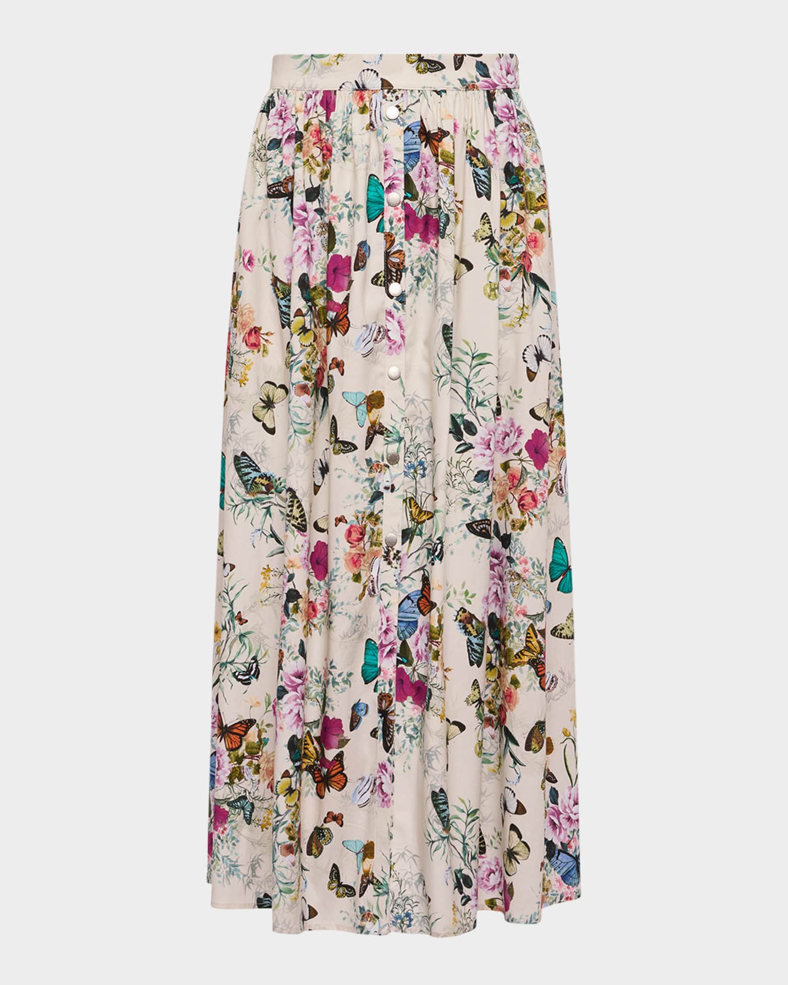 Seina Front Placket Midi Skirt 0