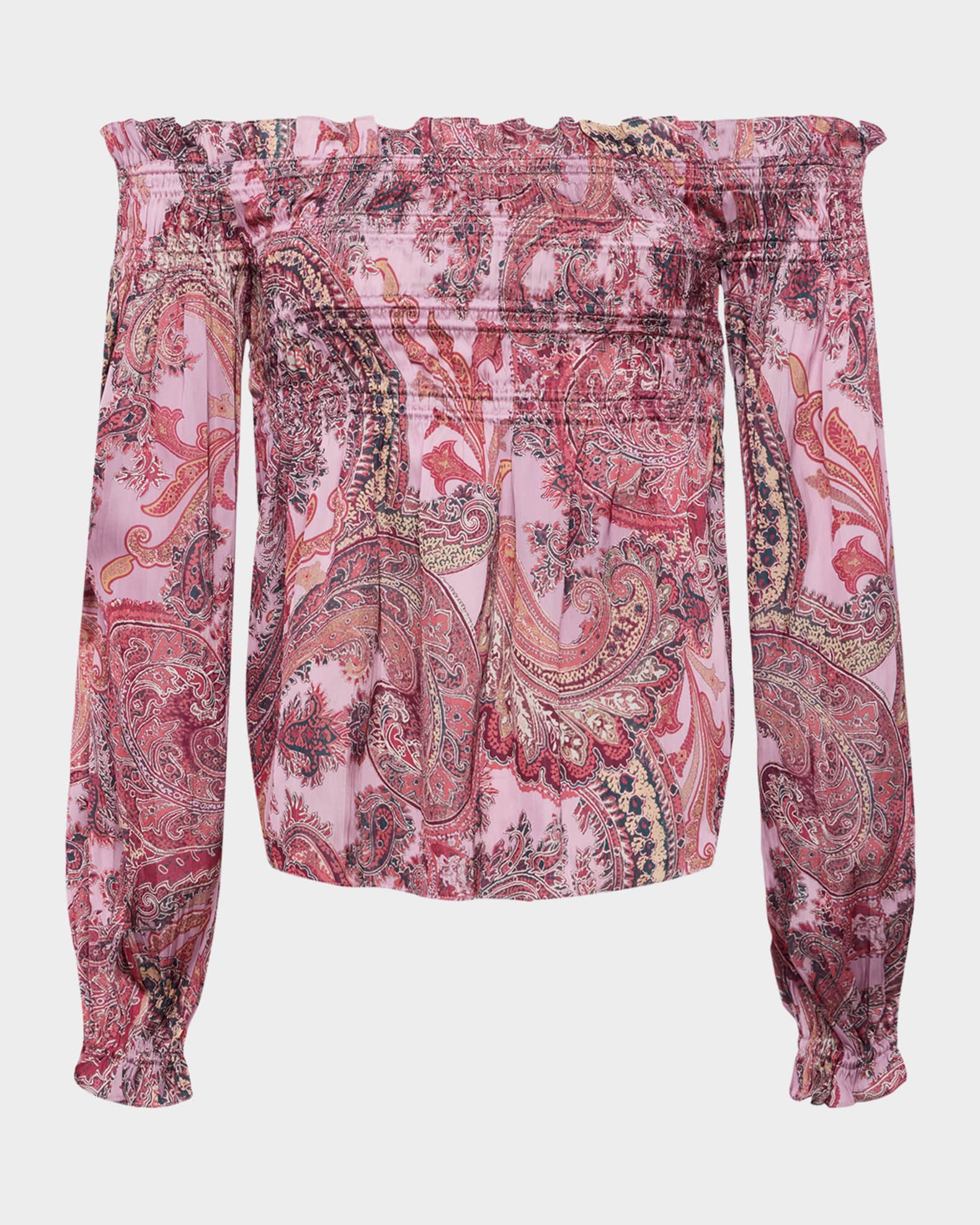 Ariela Paisley Off-Shoulder Blouse 0