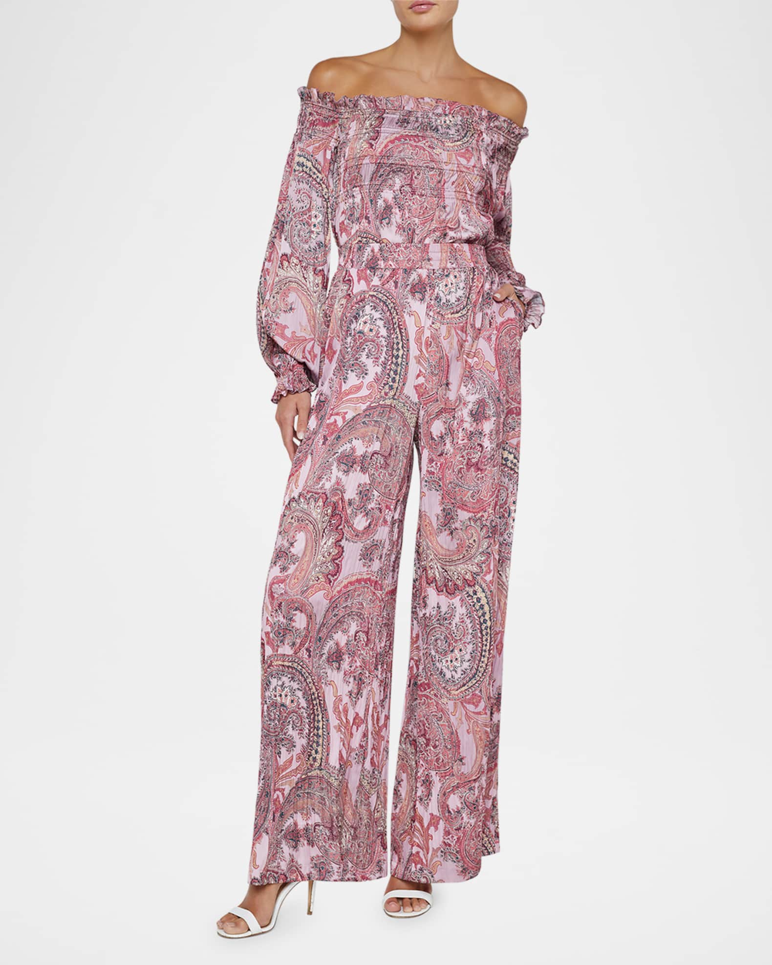 Lillian Paisley Wide-Leg Pants 1