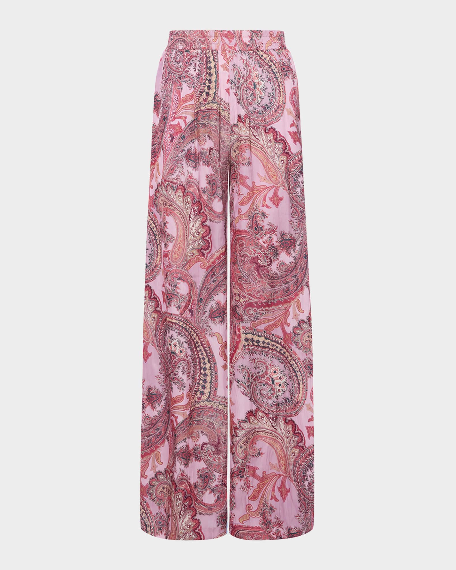Lillian Paisley Wide-Leg Pants 0