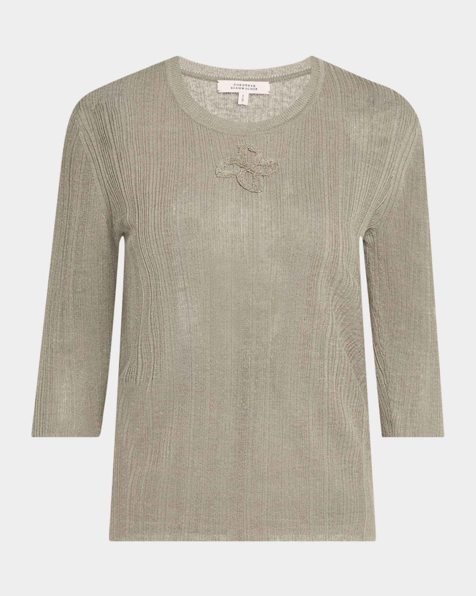 Summer Ease Sheer Ribbed Crewneck Pullover 0