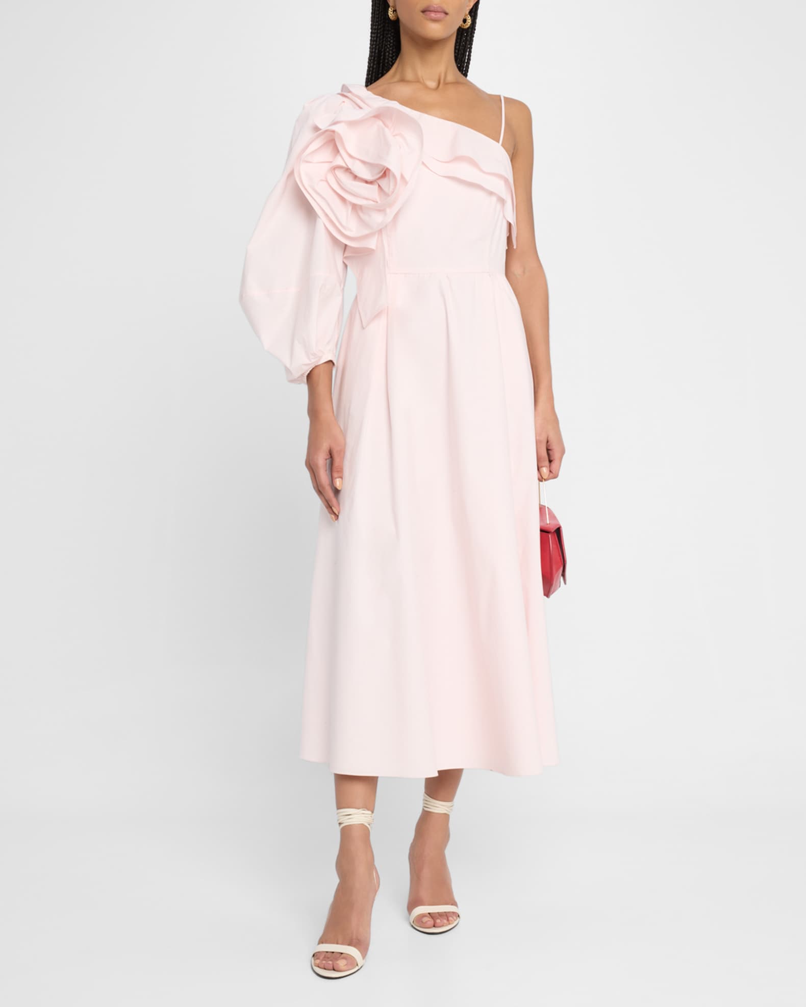 Poplin Power Flower Applique Midi Dress 1