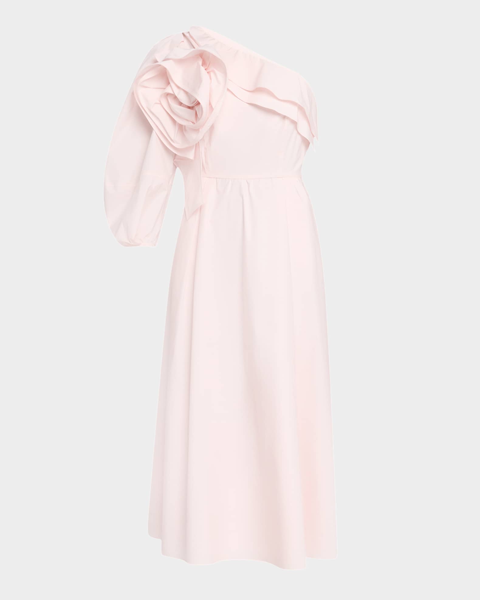 Poplin Power Flower Applique Midi Dress 0