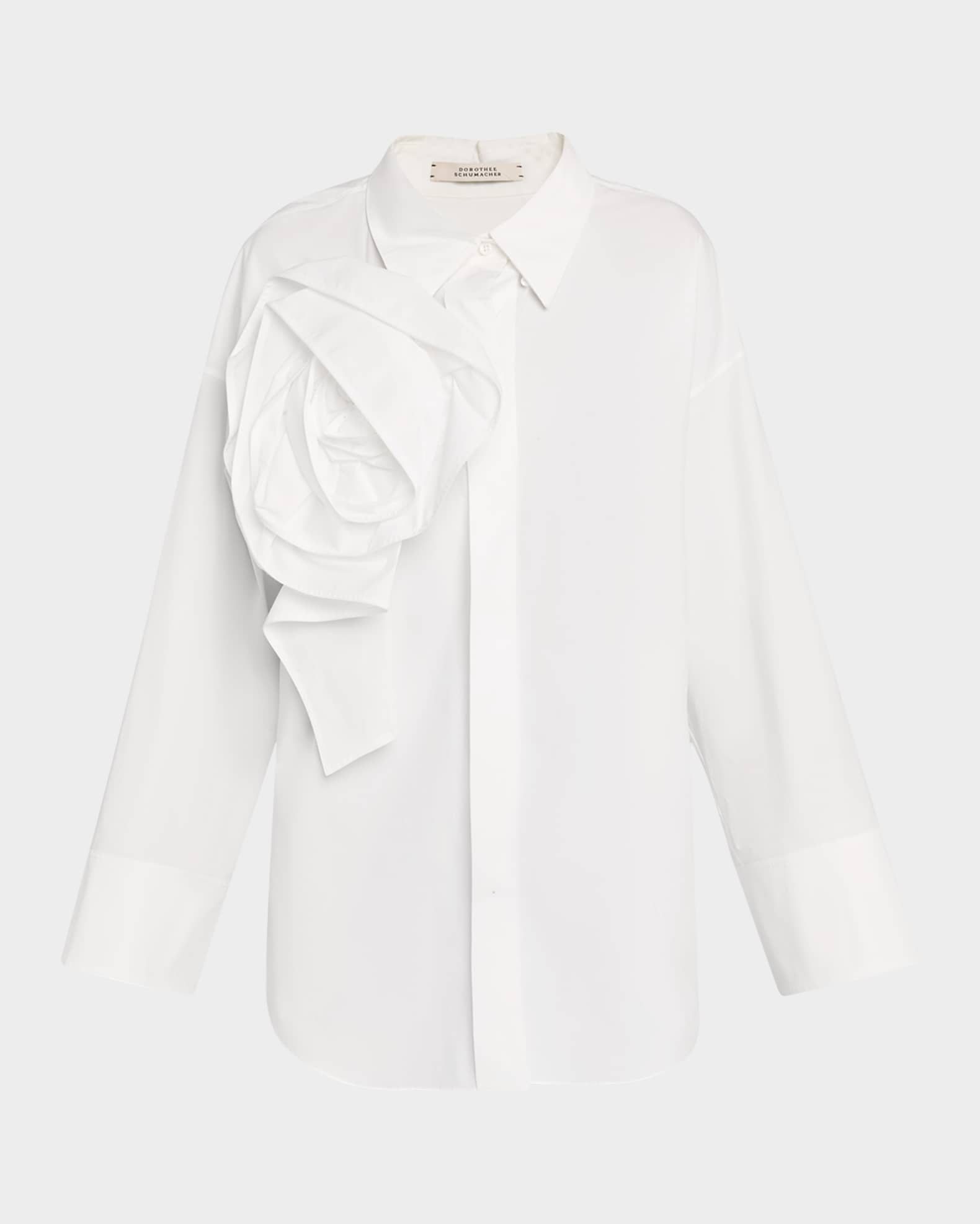 Poplin Power Blouse W/ Removable Brooch 0