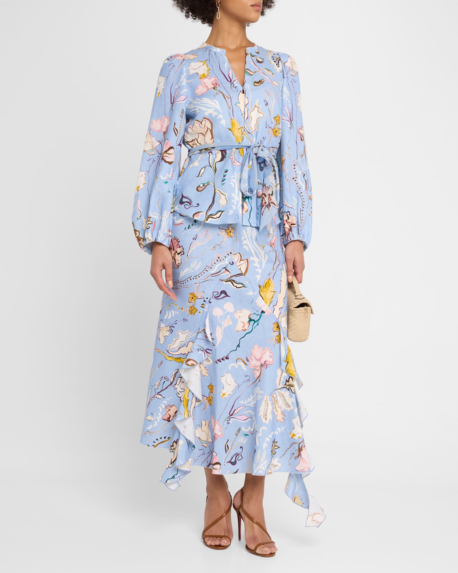 Floral Power Printed Ruffle Midi Skirt 1