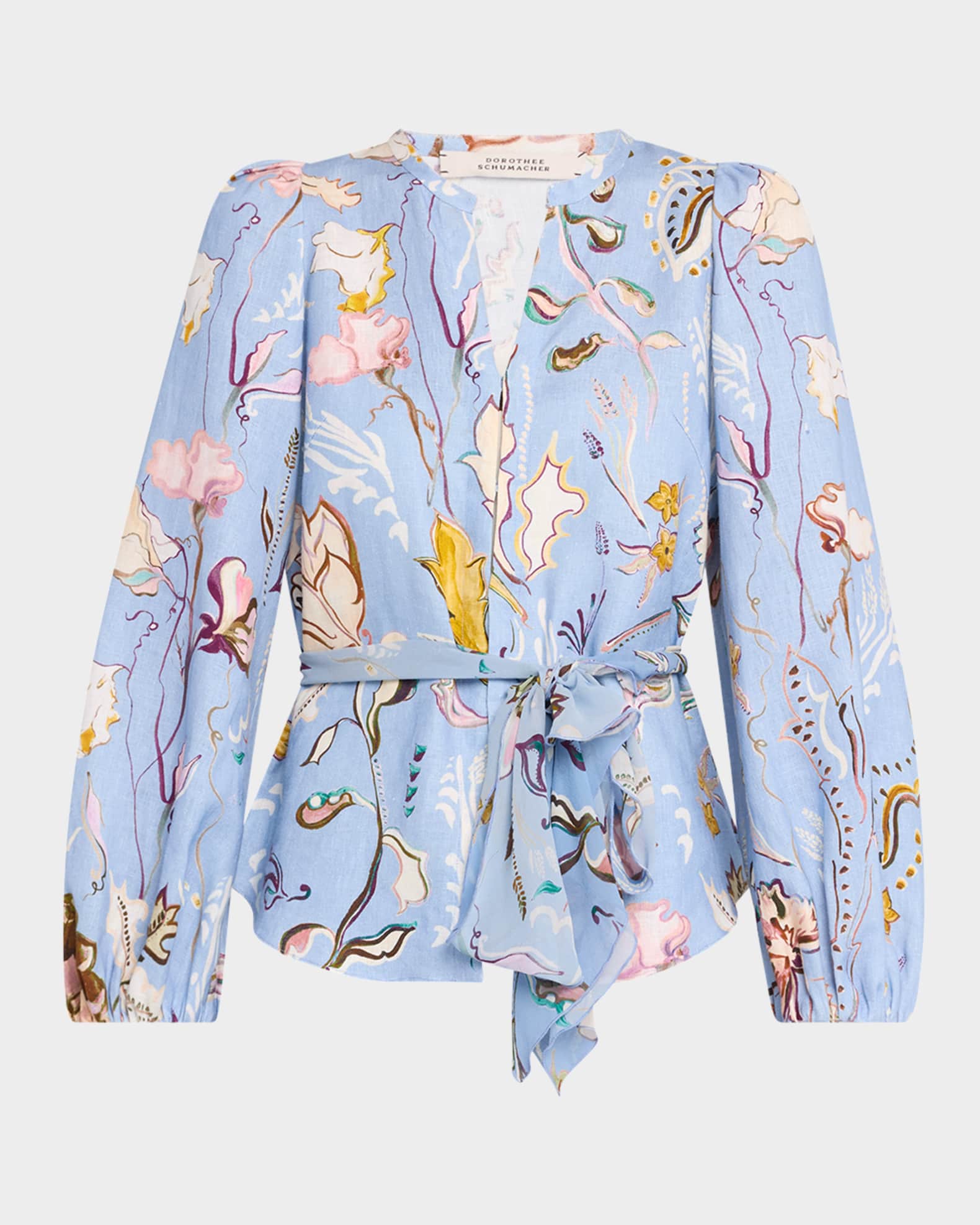 Floral Power Floral-Print Linen Blouse 0