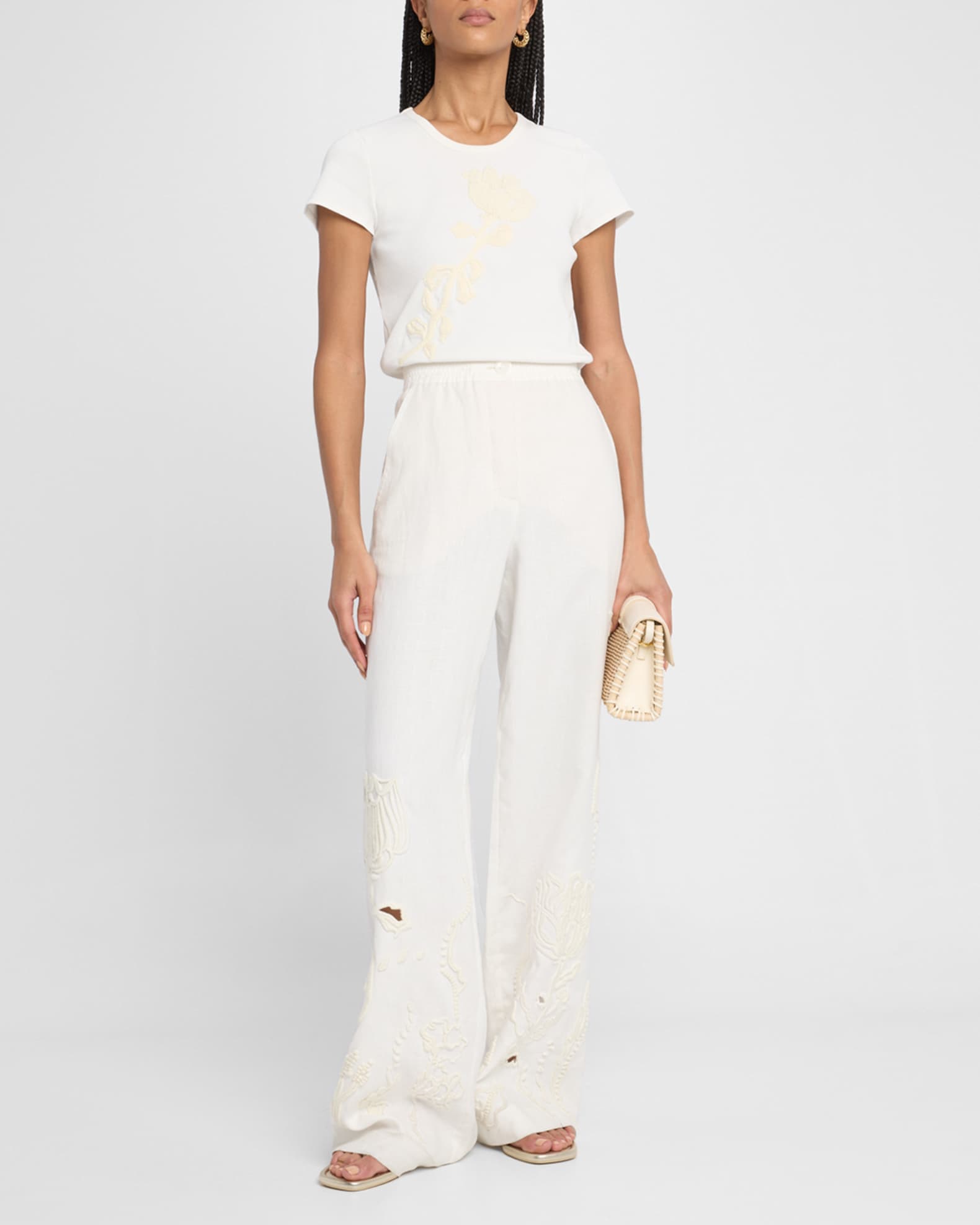 Embroidered Beauty Linen Pants 1