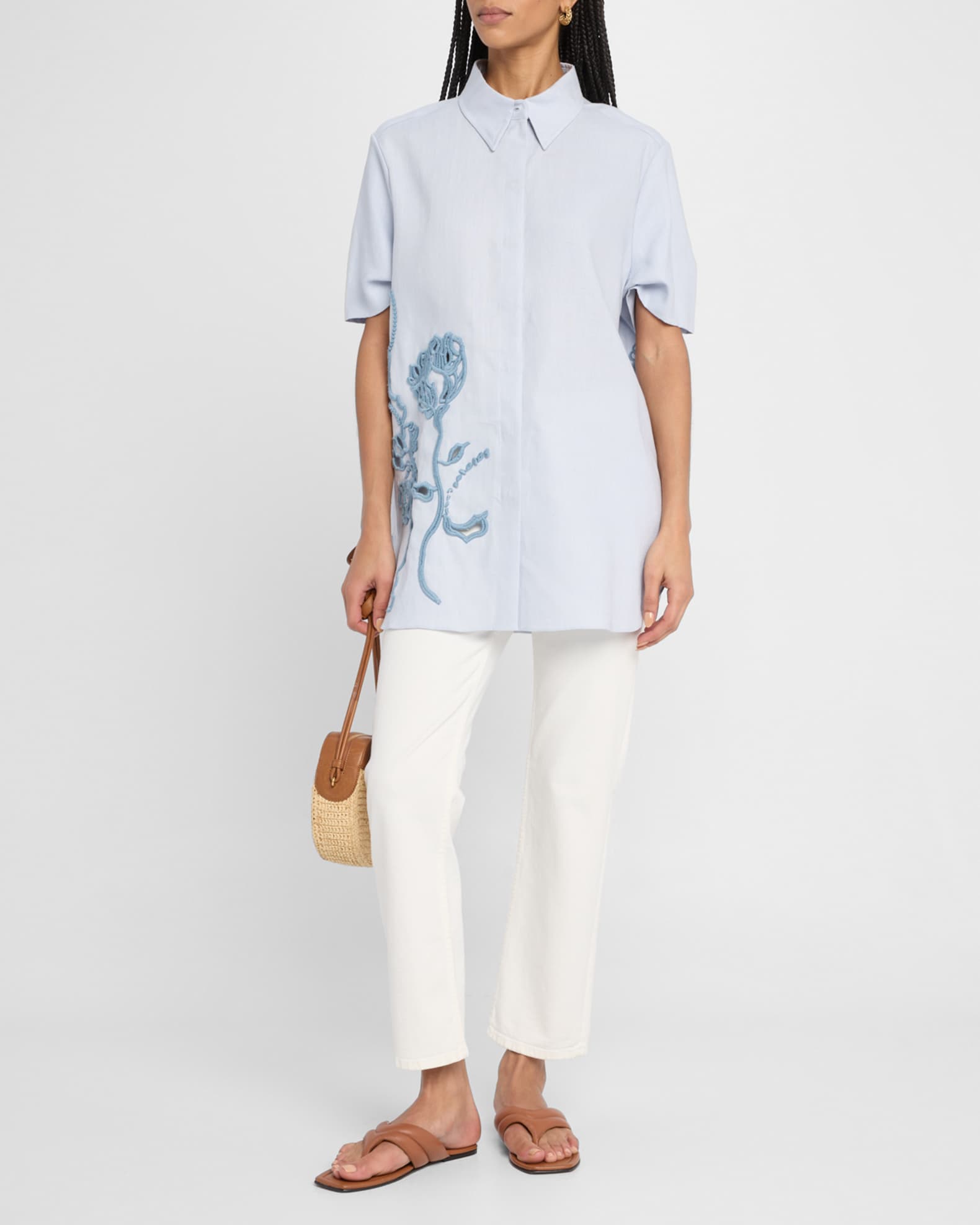 Embroidered Beauty Button-Down Blouse 1