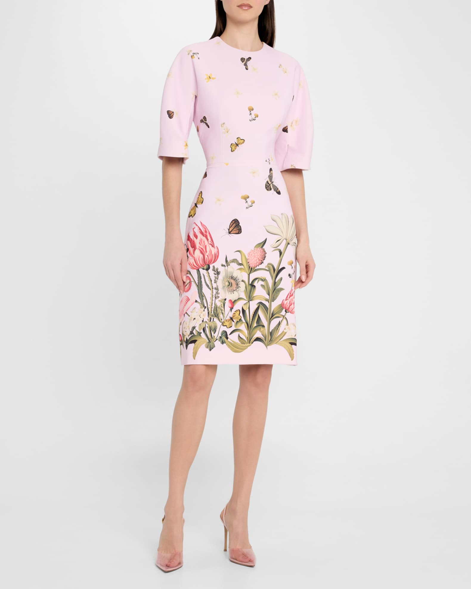 Floral & Butterfly-Print Crepe Dress 1