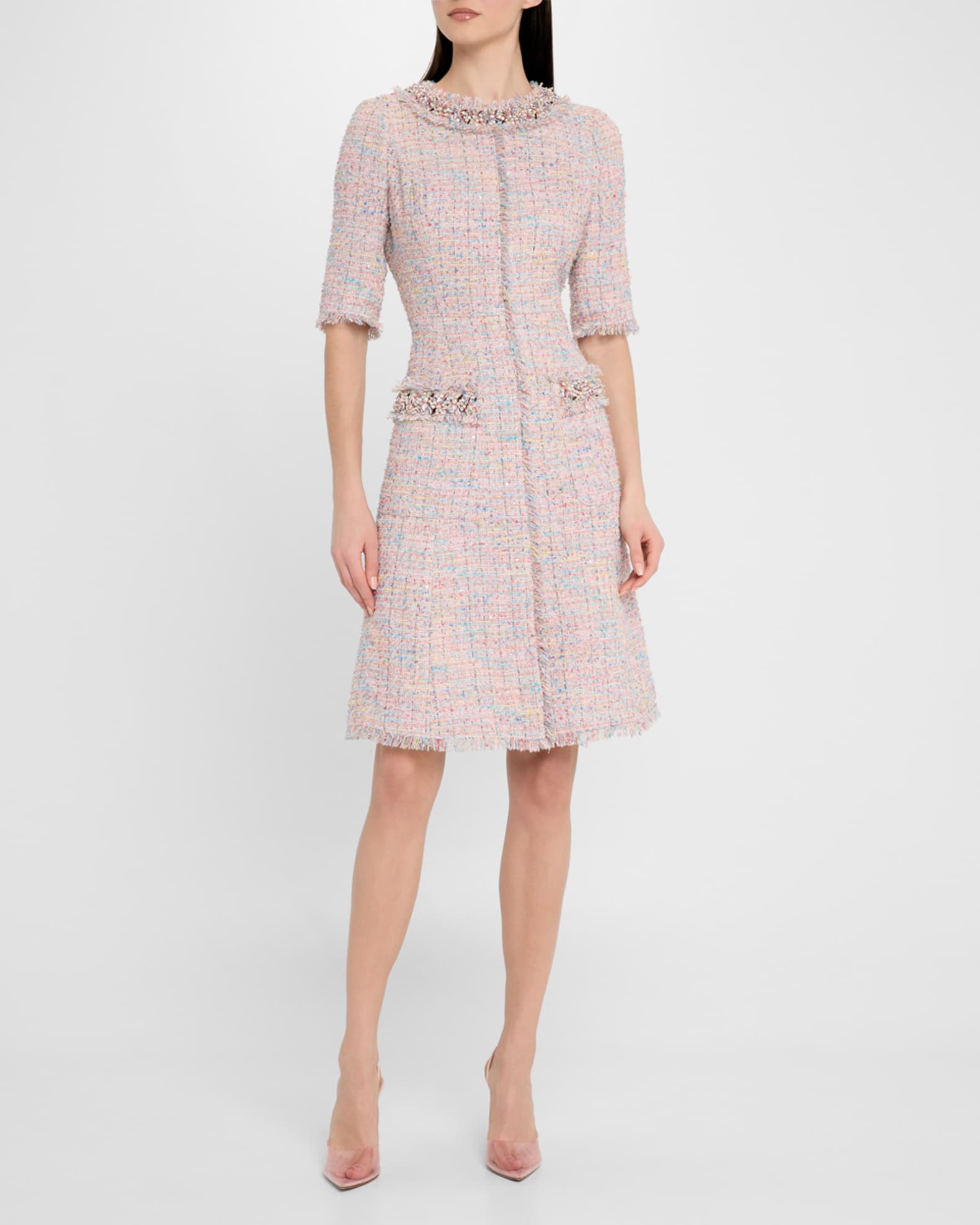 Bead & Fringe-Trim Tweed Dress 1