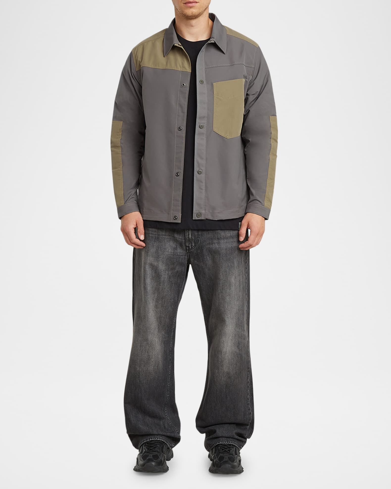 Men's Bicolor Paneled Button-Down Shirt 1