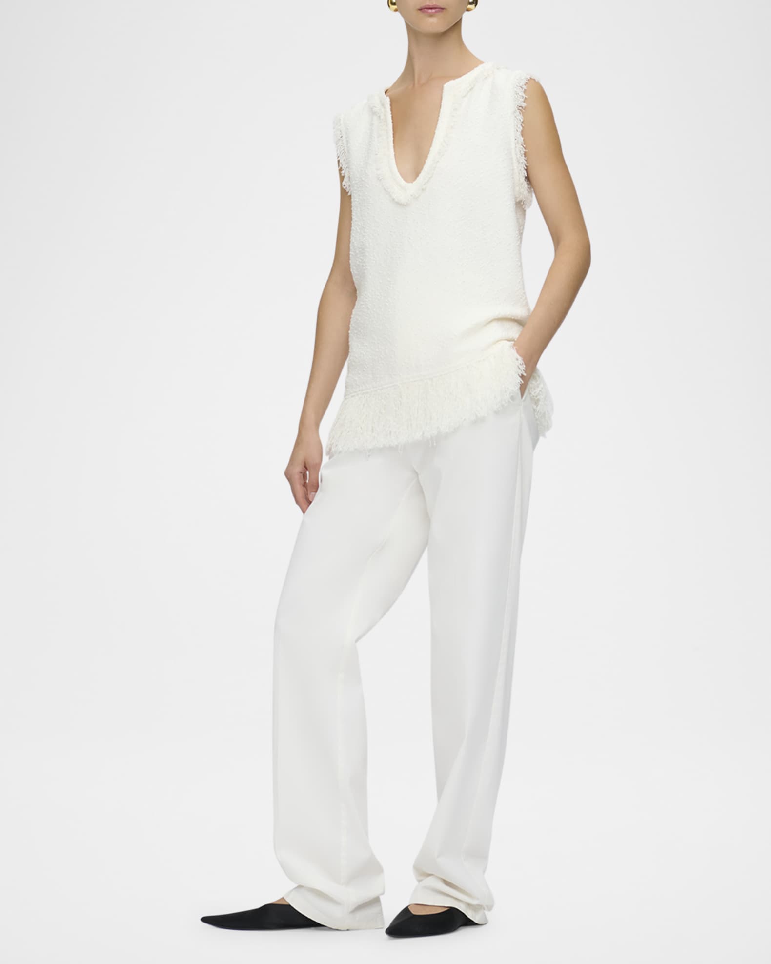 Comporta Sleeveless Fringed Boucle Top 1