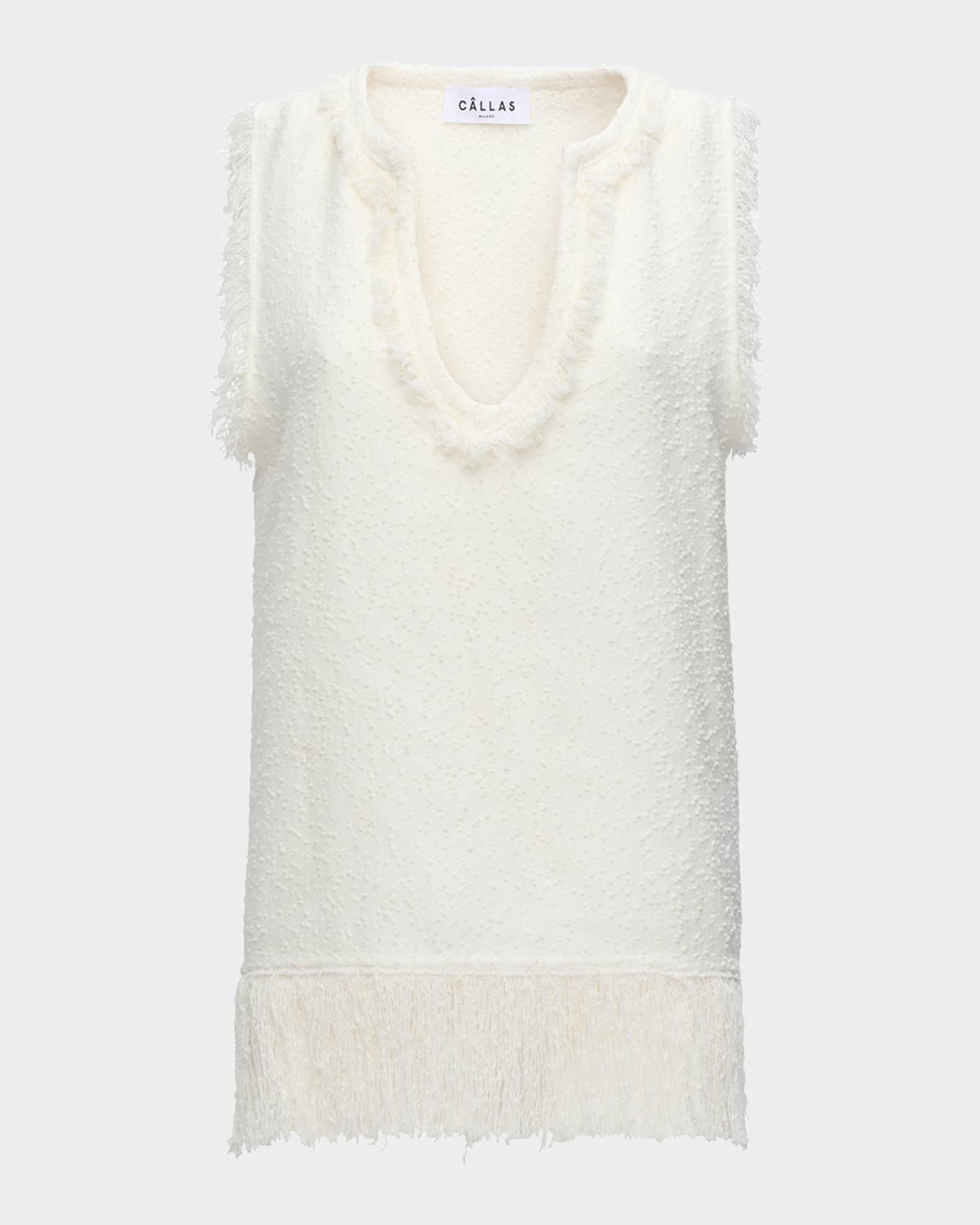 Comporta Sleeveless Fringed Boucle Top 0