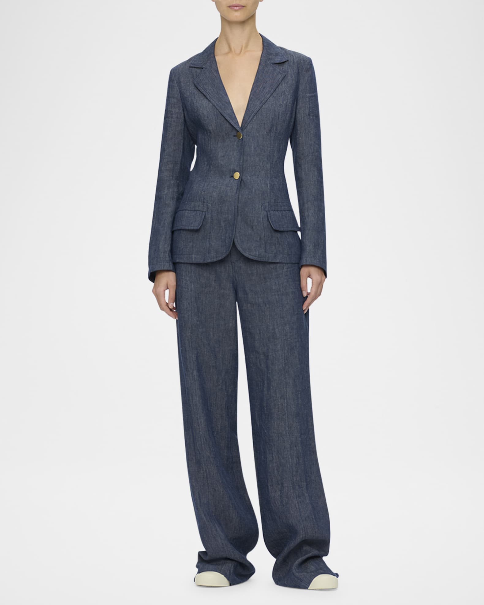 Marcel Single-Breasted Denim Blazer  1