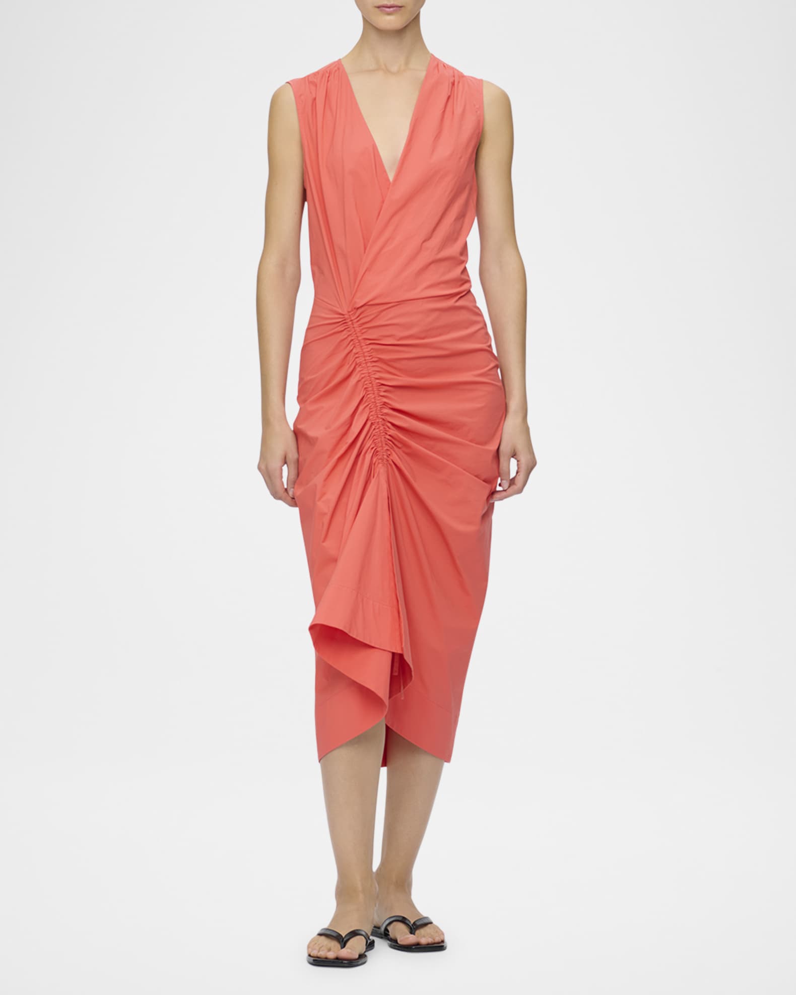 Agnes V-Neck Gathered Wrap Sleeveless Dress 1