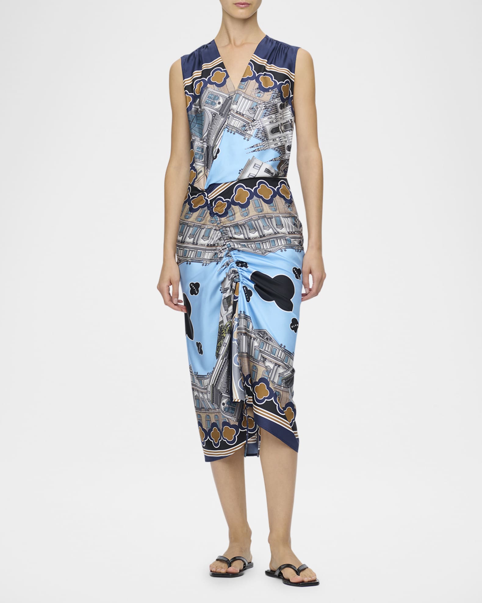 Agnes Milano-Print Silk Wrap Dress  1