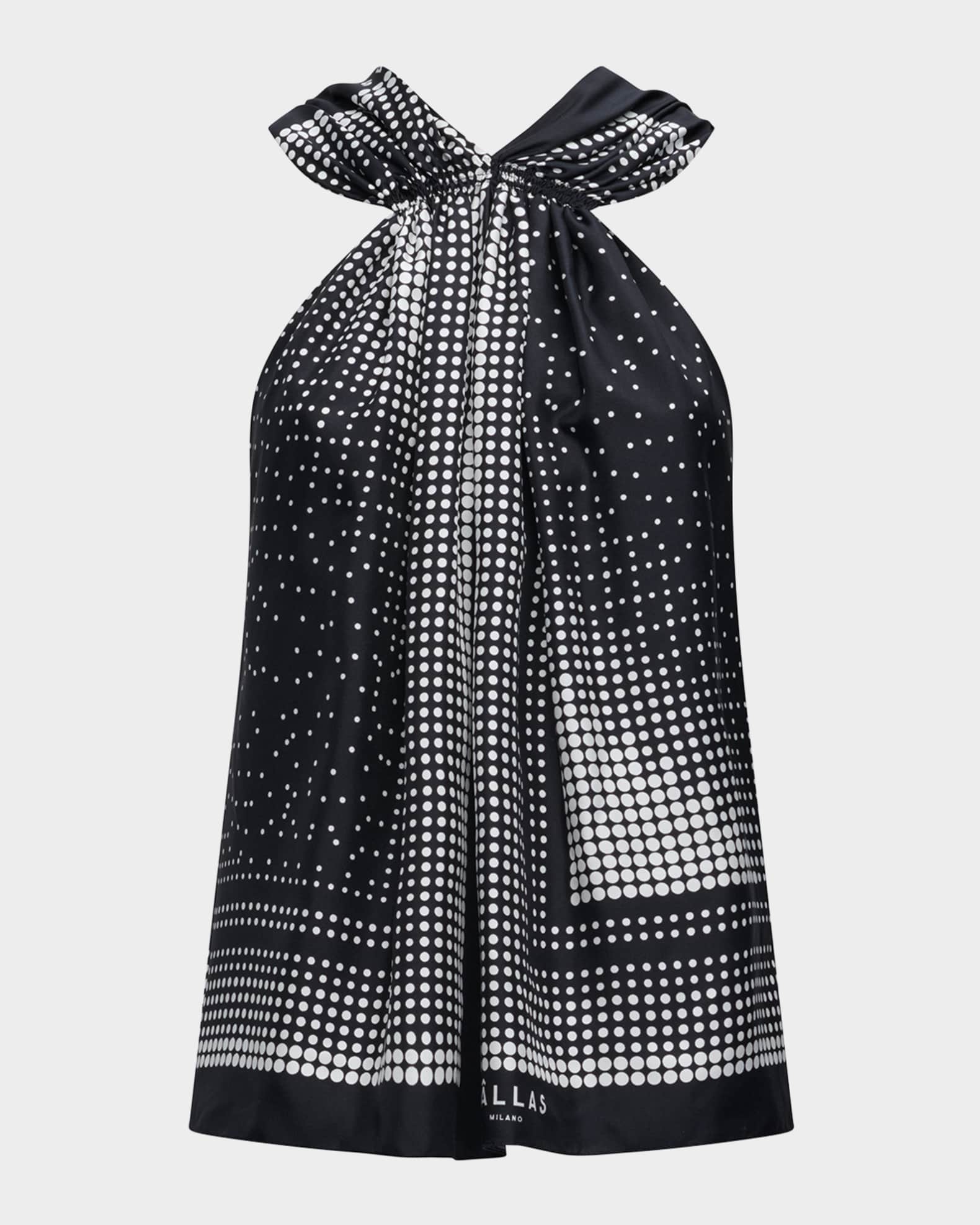 Jaranda Polka Dot Silk Halter Blouse 0