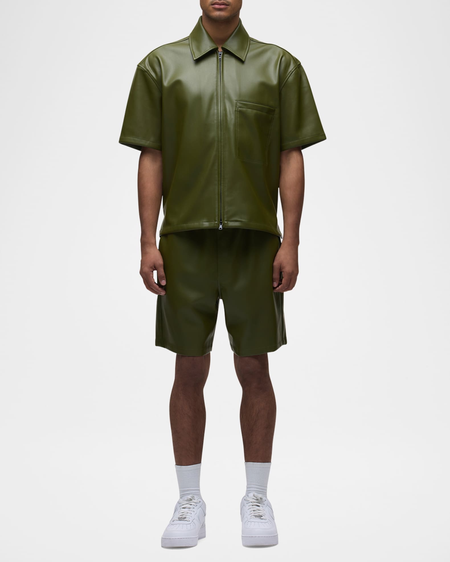 Men's Vegan Leather Drawstring Shorts 1