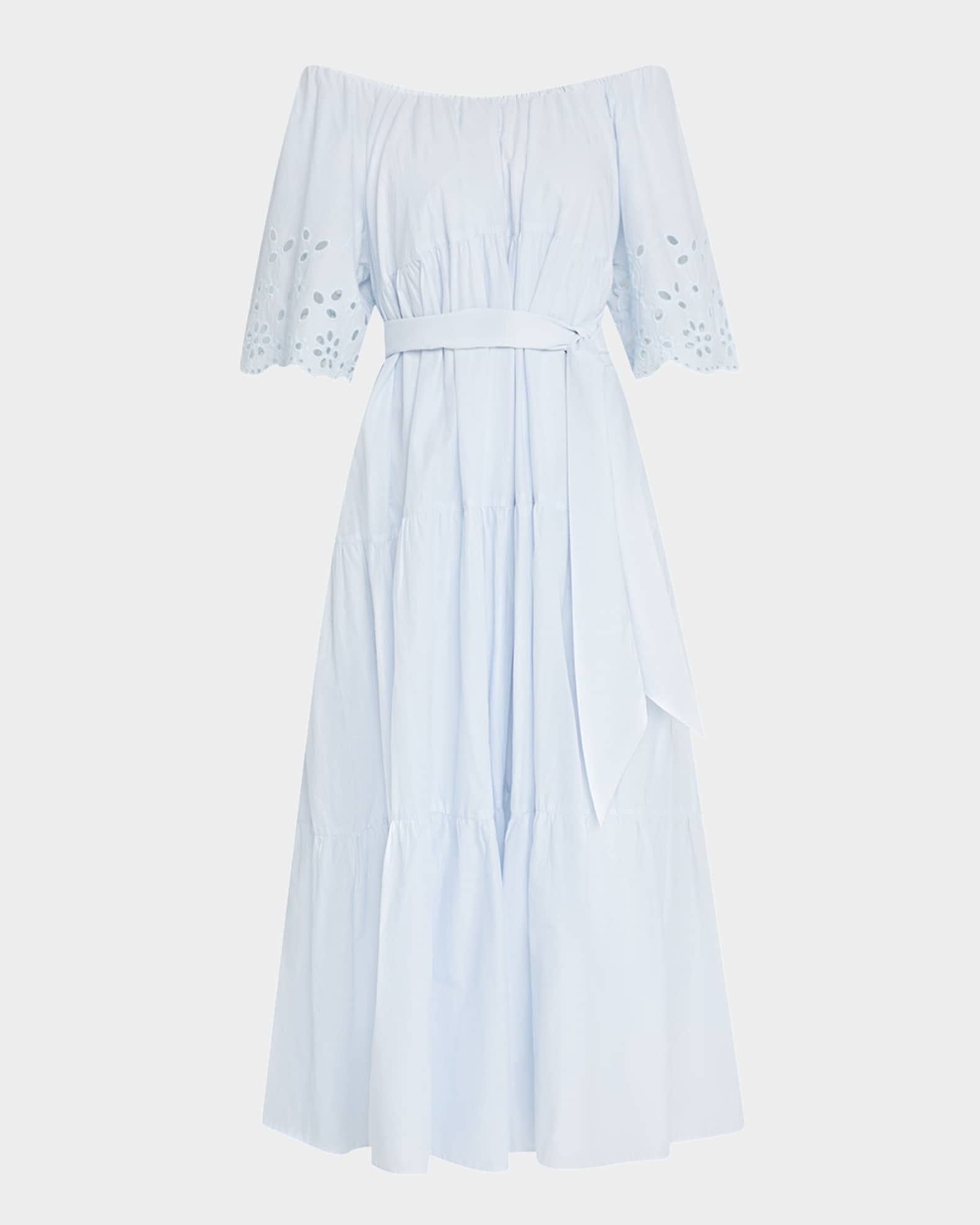 wisnia eyelet embroidered dress Within Myself Sky Blue Embroidered Eyelet Asymmetric Maxi Dress main image 0