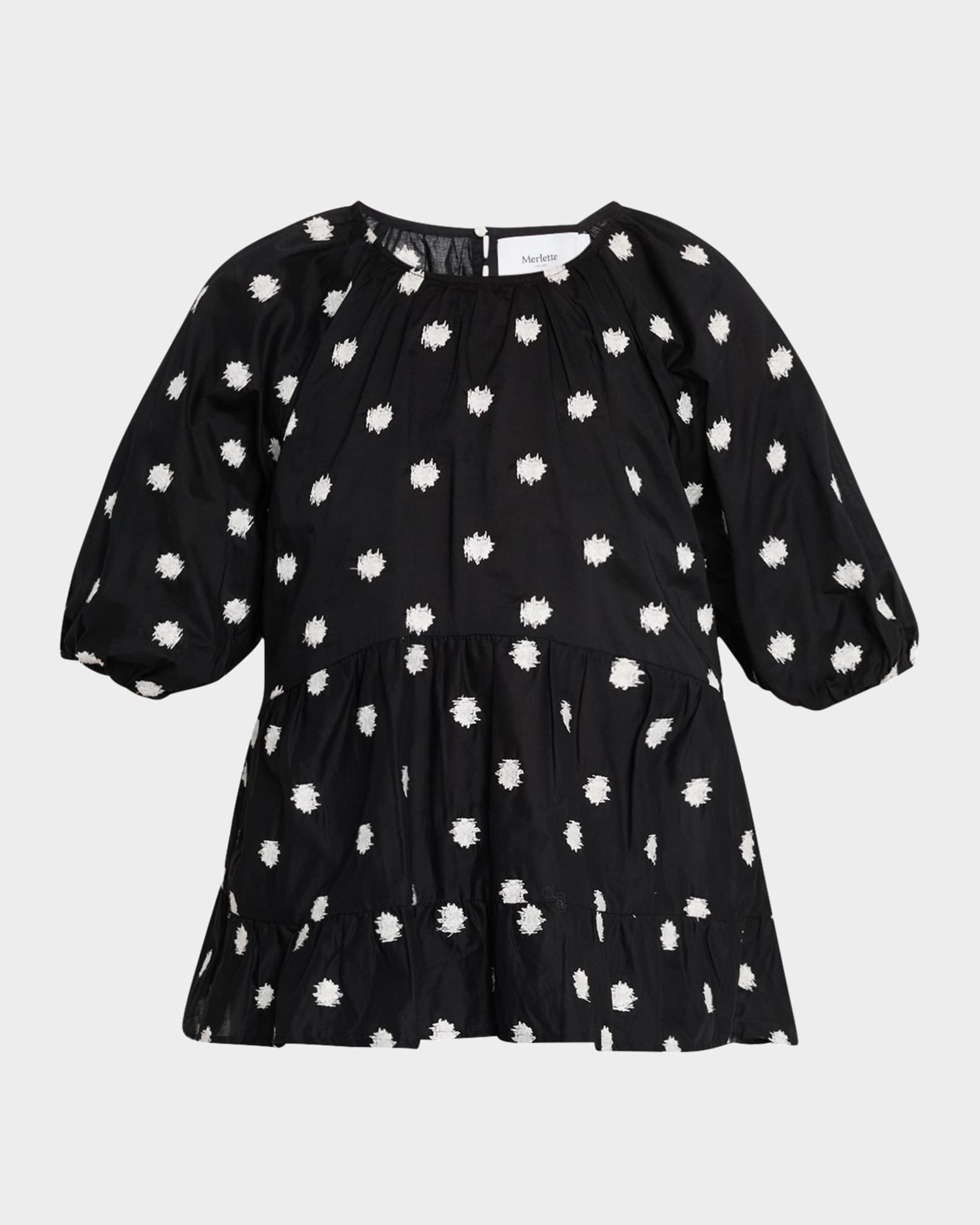 Bow Embroidered Cotton Blouse 0